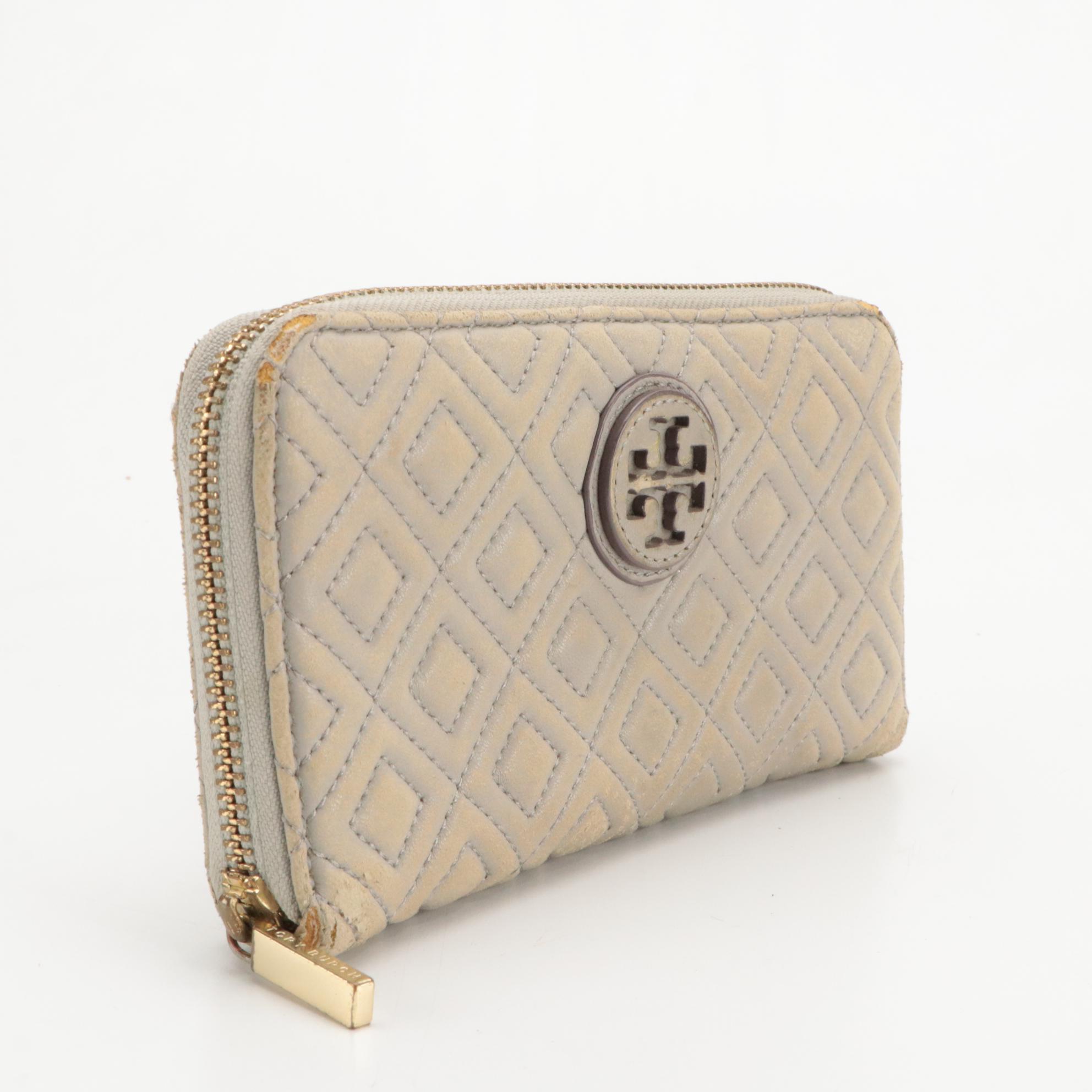 Tory Burch Grained Leather and Fleming Quilted Polyurethane Zip-Around Wallets