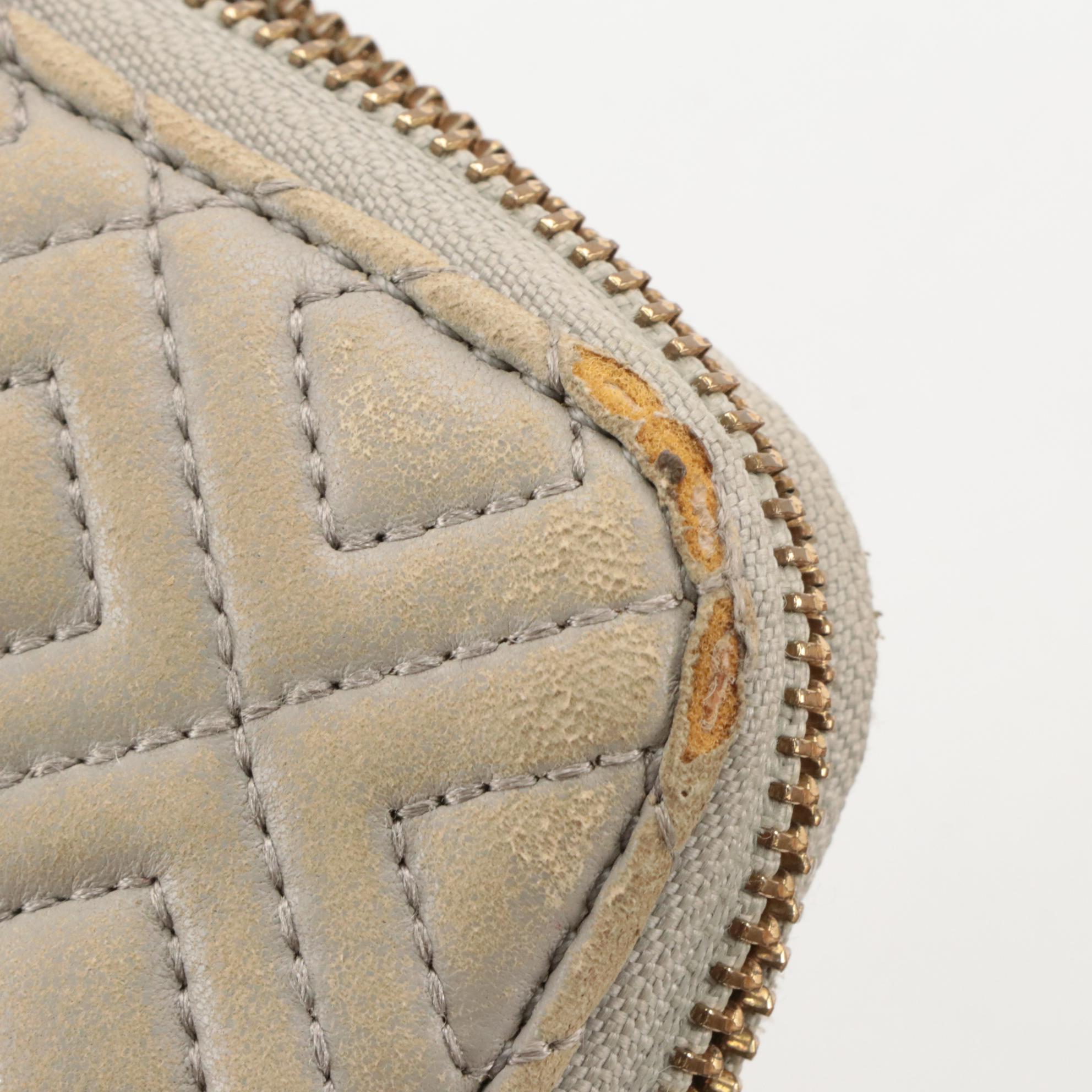 Tory Burch Grained Leather and Fleming Quilted Polyurethane Zip-Around Wallets