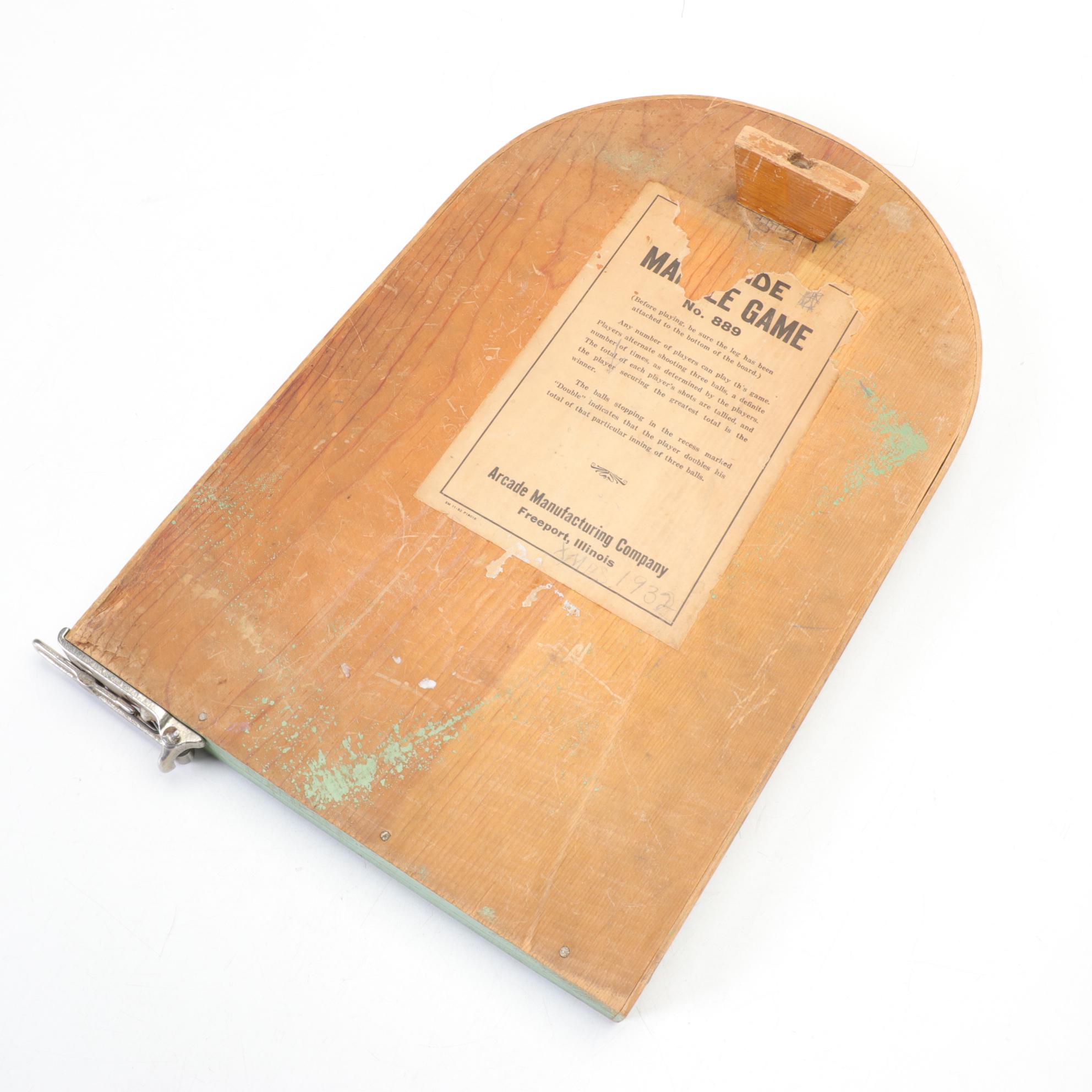 Arcade "Marble Game" Tabletop Pinball Game, Early 20th Century