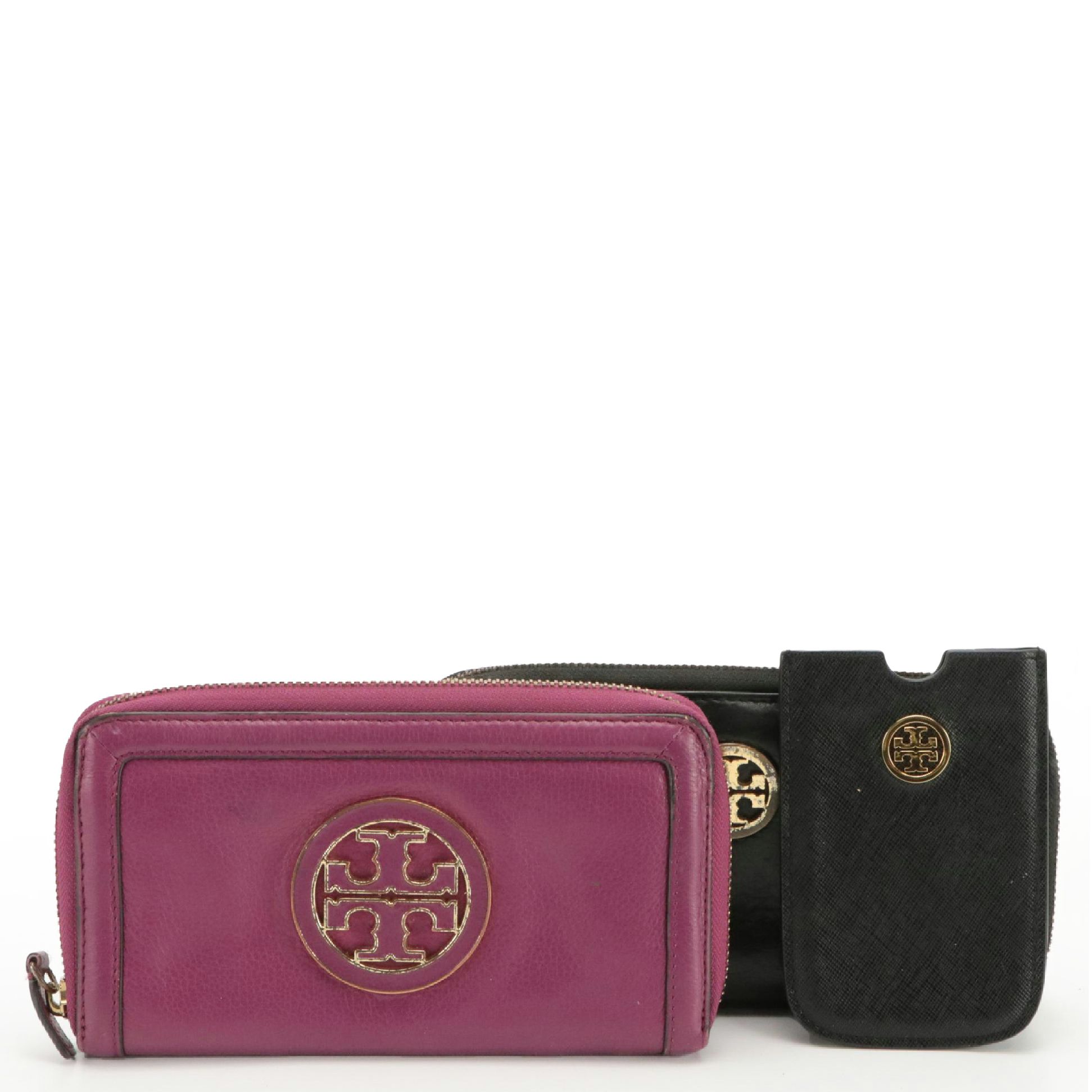 Tory Burch Logo Zip-Around Leather Wallets and Saffiano Leather Card Case