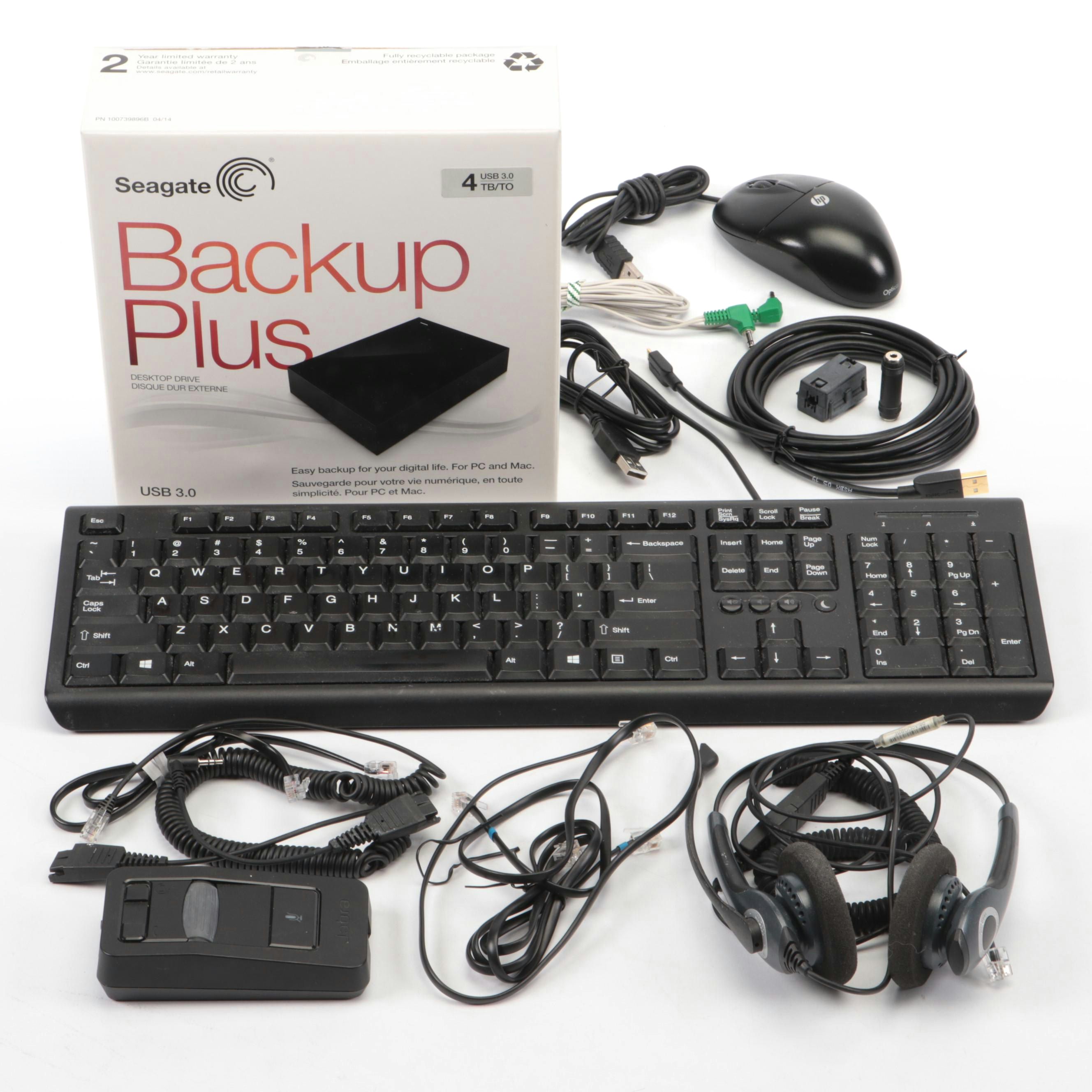 Seagate Backup Plus, Jabra LINK 850 with HP Mouse and More Accessories
