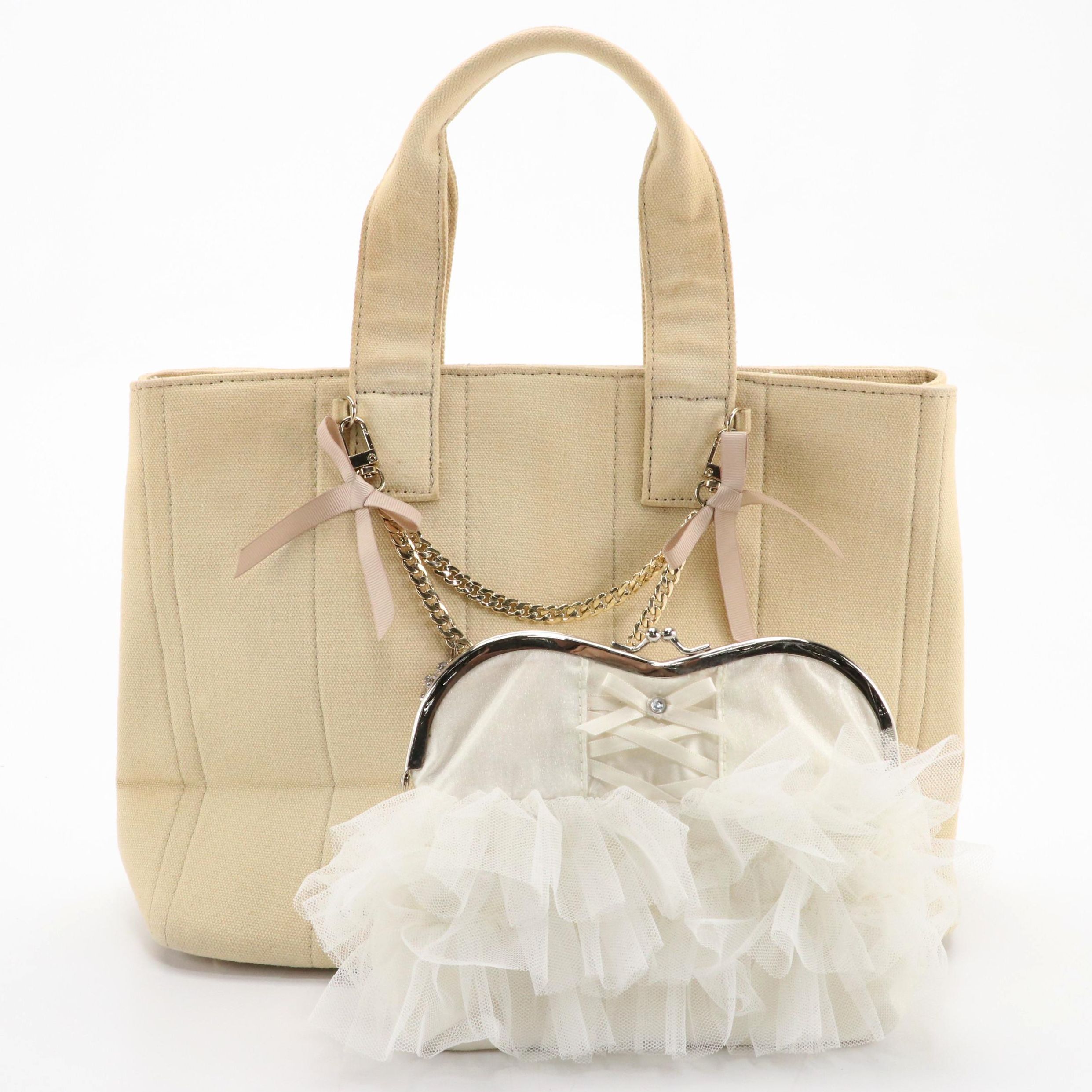 Jill by Jill Stuart Embellished Small Tote and Jill Stuart Tutu Cosmetic Pouch