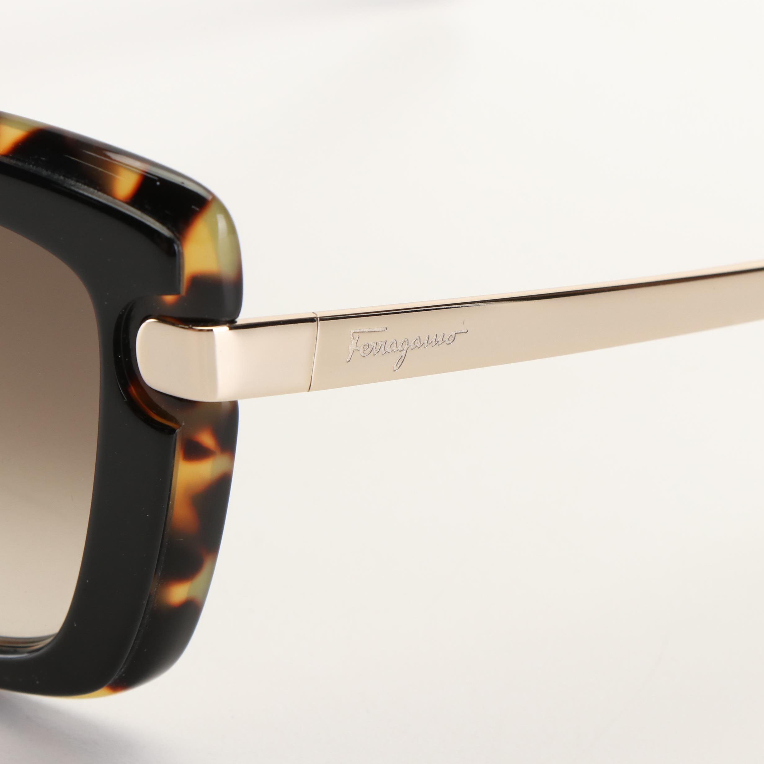 Salvatore Ferragamo SF814S Brown Gradient Black Havana Sunglasses