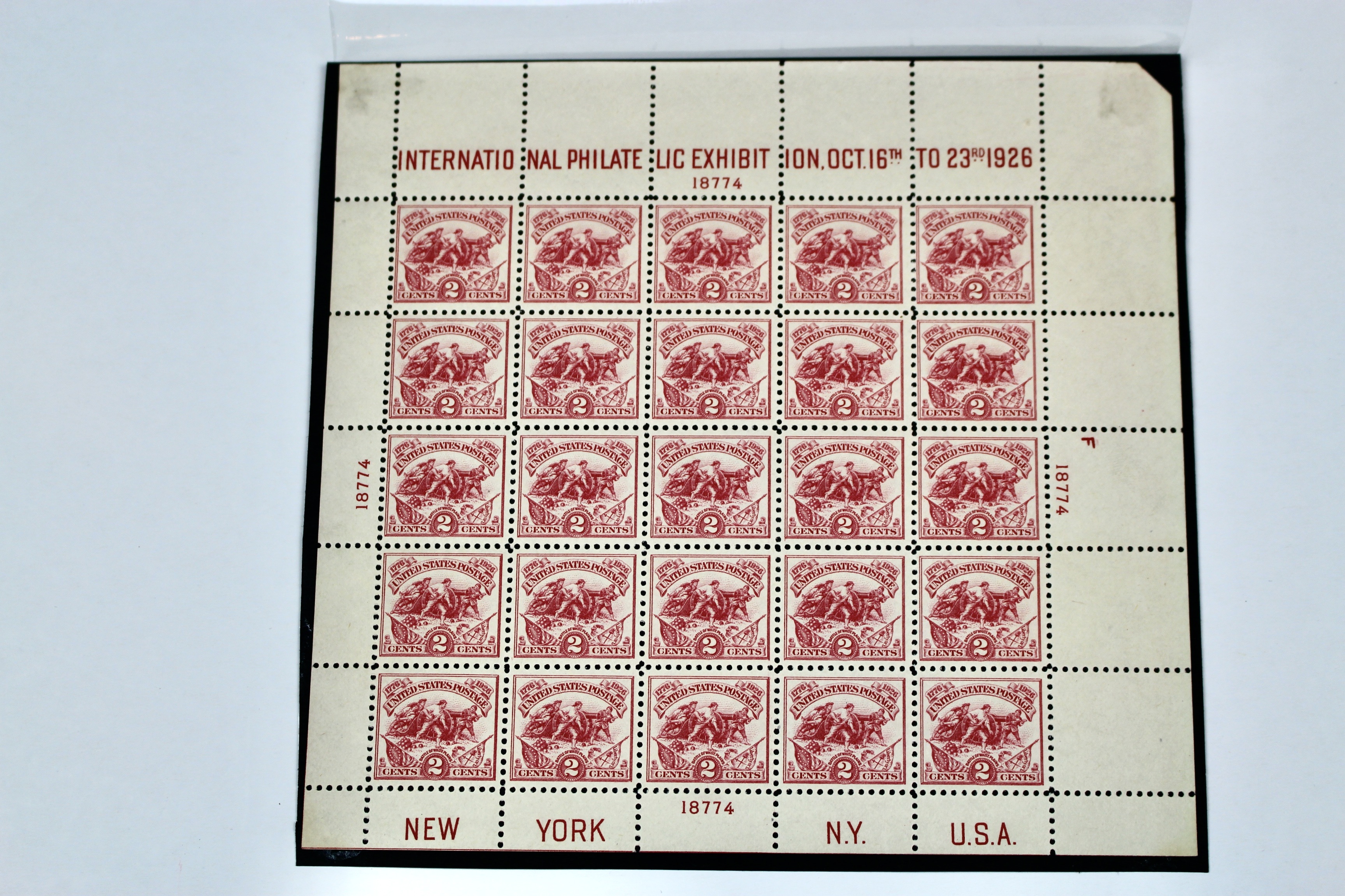 Scott #630 1926 White Plains Souvenir Stamp Sheet