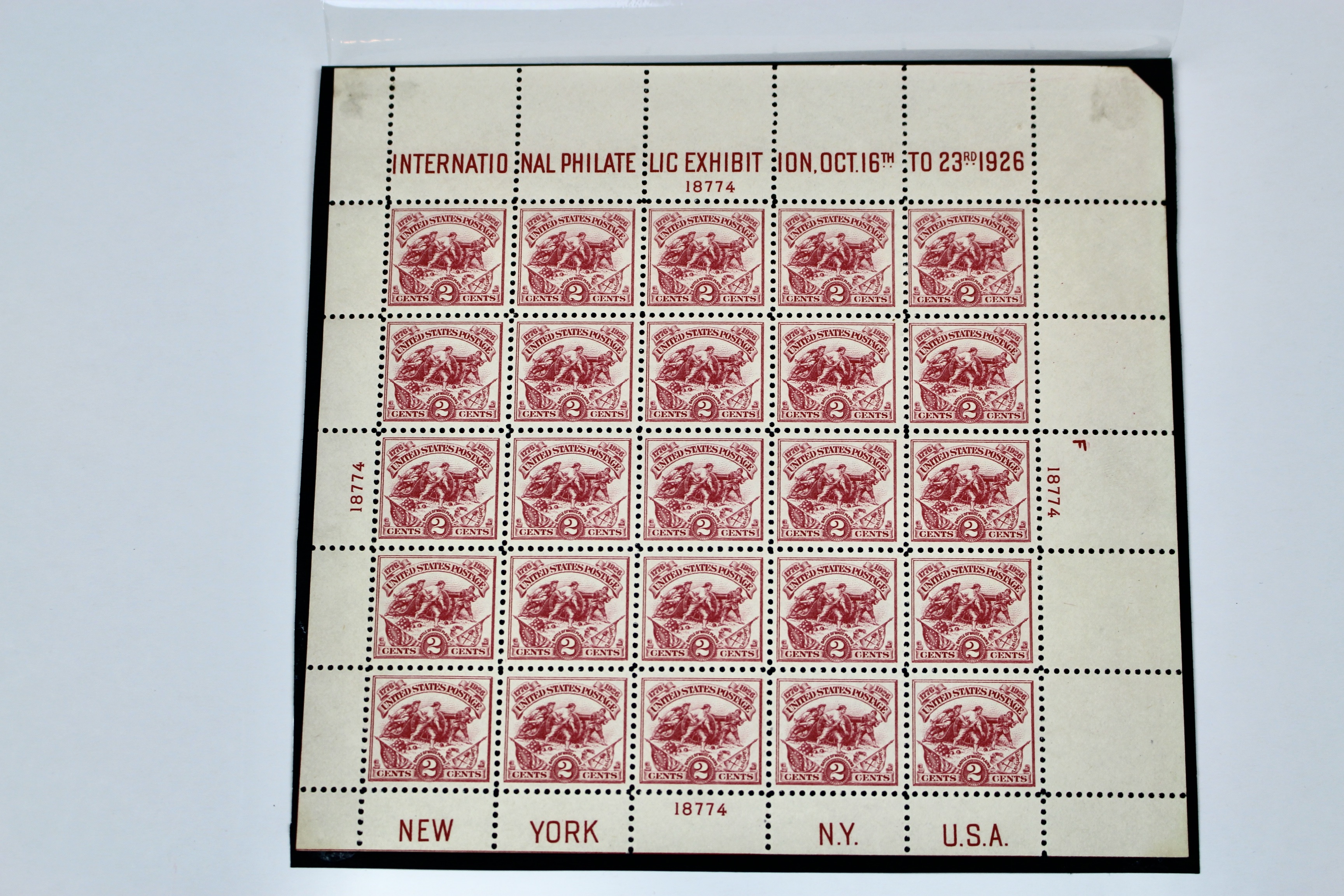 Scott #630 1926 White Plains Souvenir Stamp Sheet