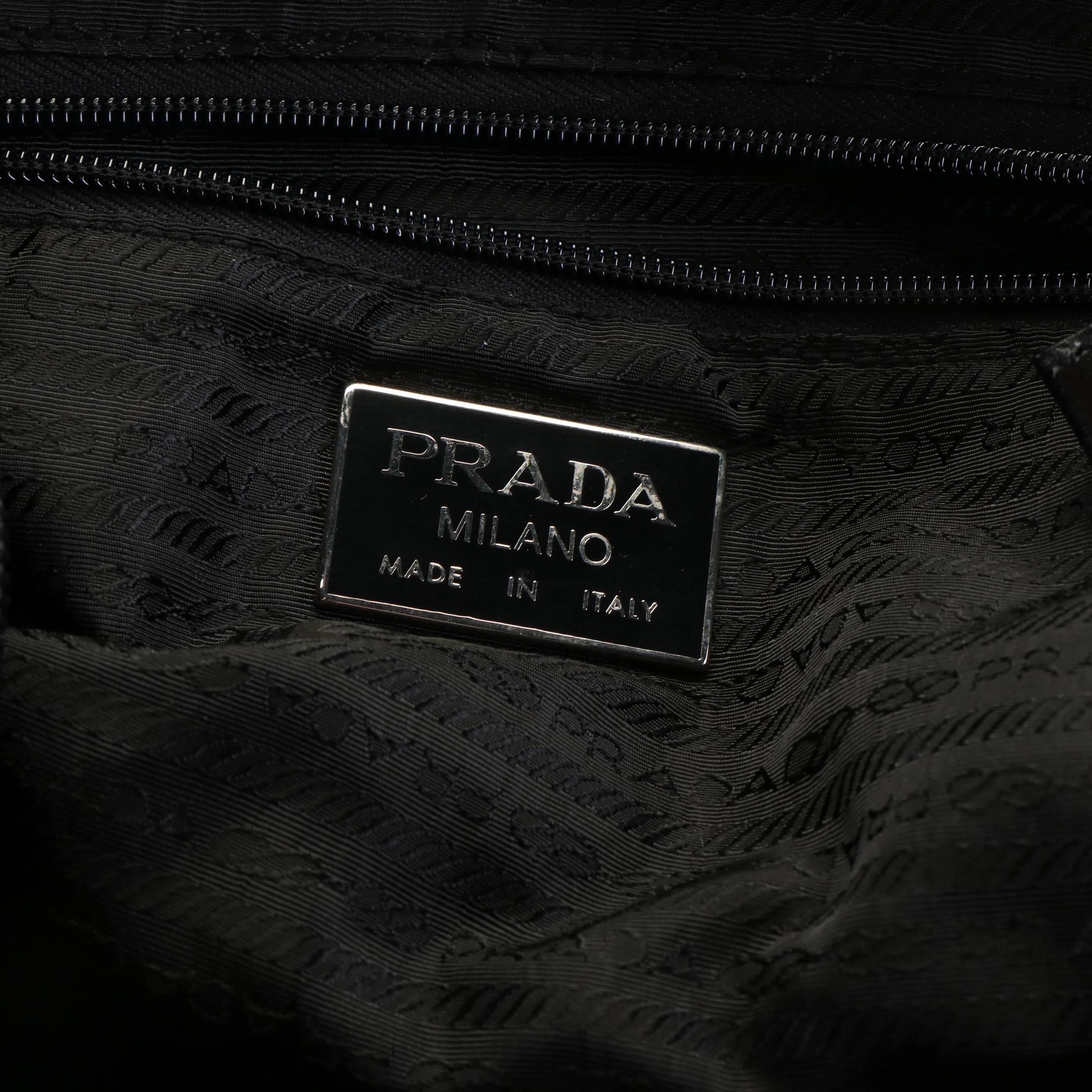 Prada Saffiano Trimmed Nylon Weekender Bag