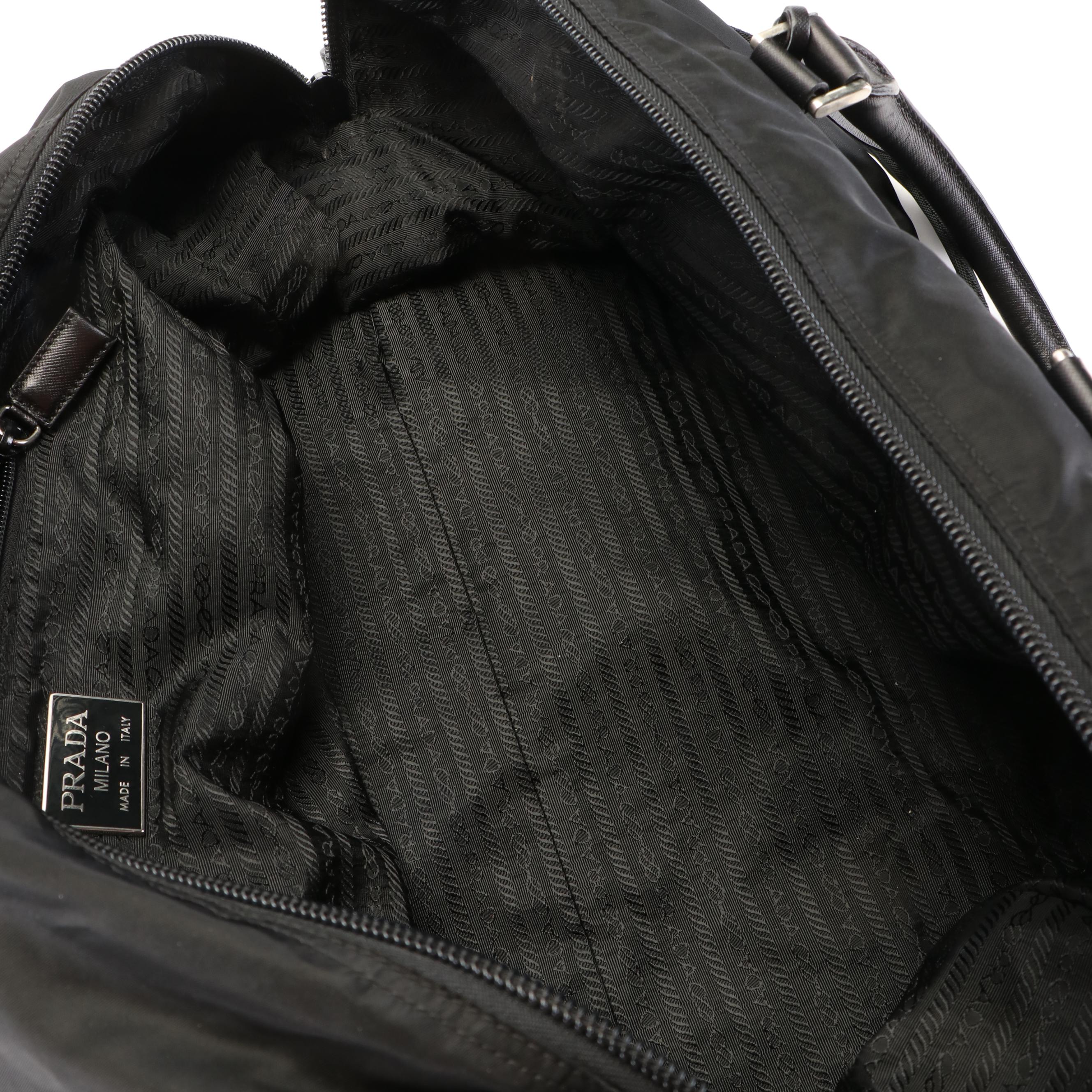 Prada Saffiano Trimmed Nylon Weekender Bag