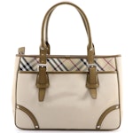 Burberry Shoulder Bag in Beige and Nova Check Nylon with Leather Trim