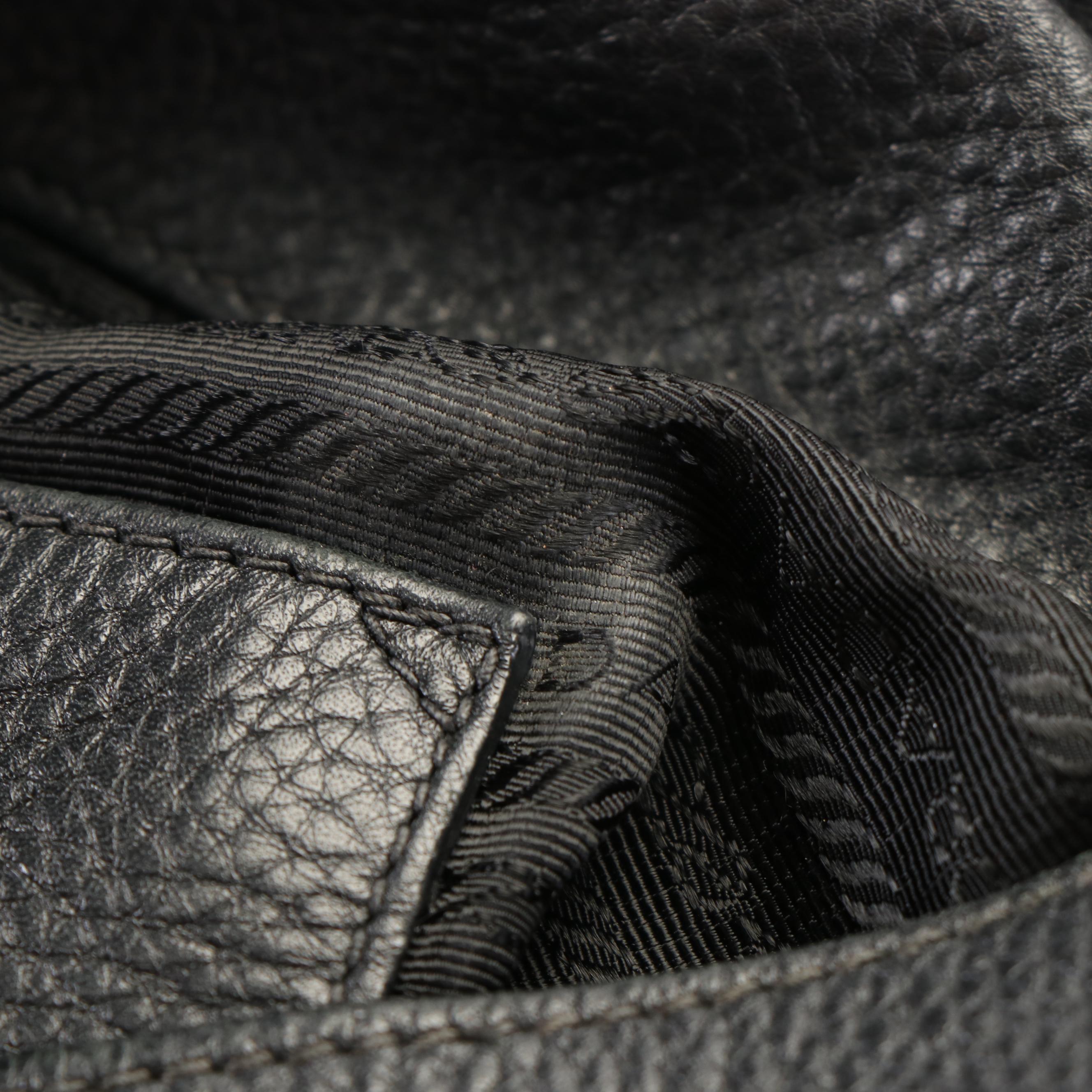 Prada Hobo Shoulder Bag in Black Vitello Daino Leather