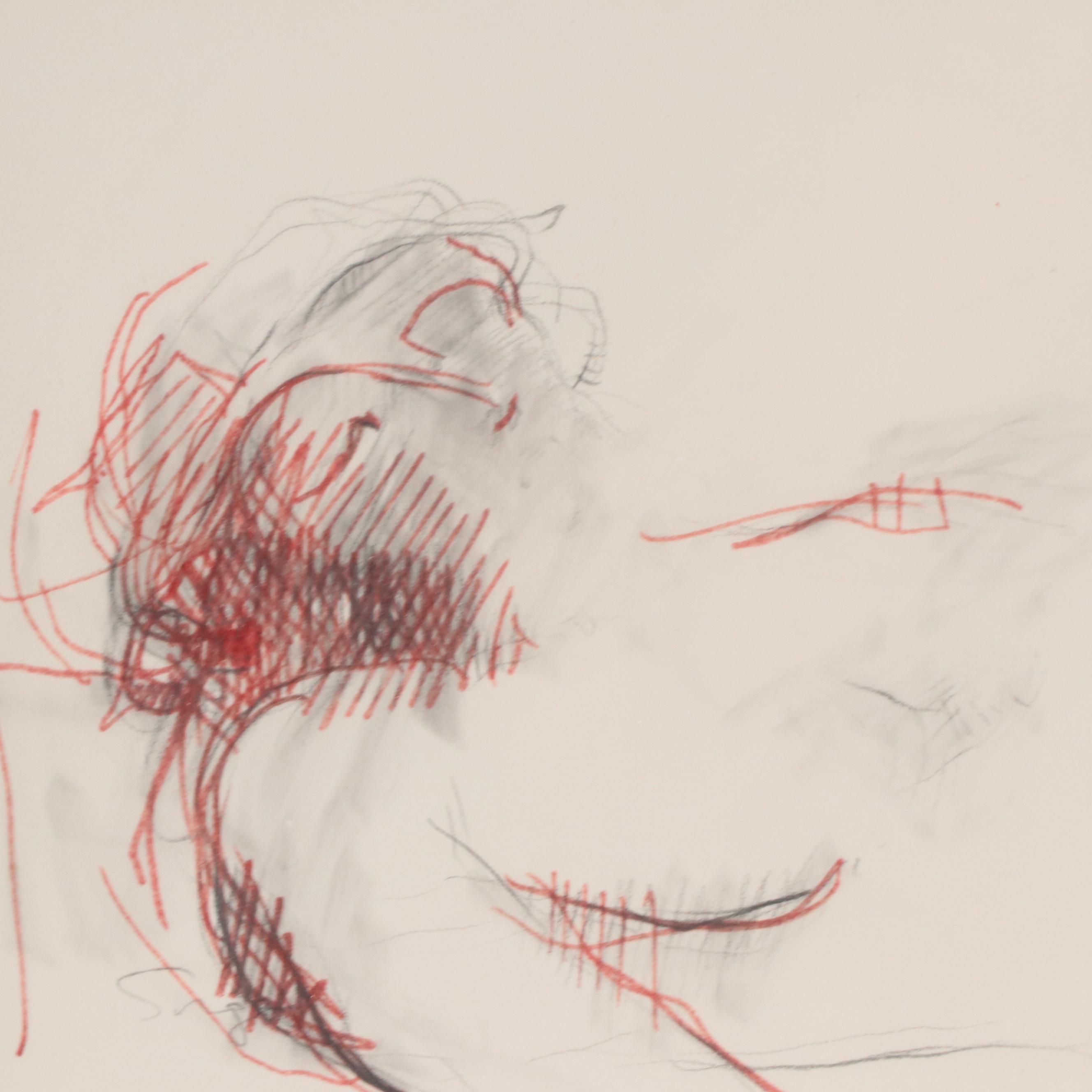 Walter Sorge Modern Figural Drawing "Dead Christ," 1968