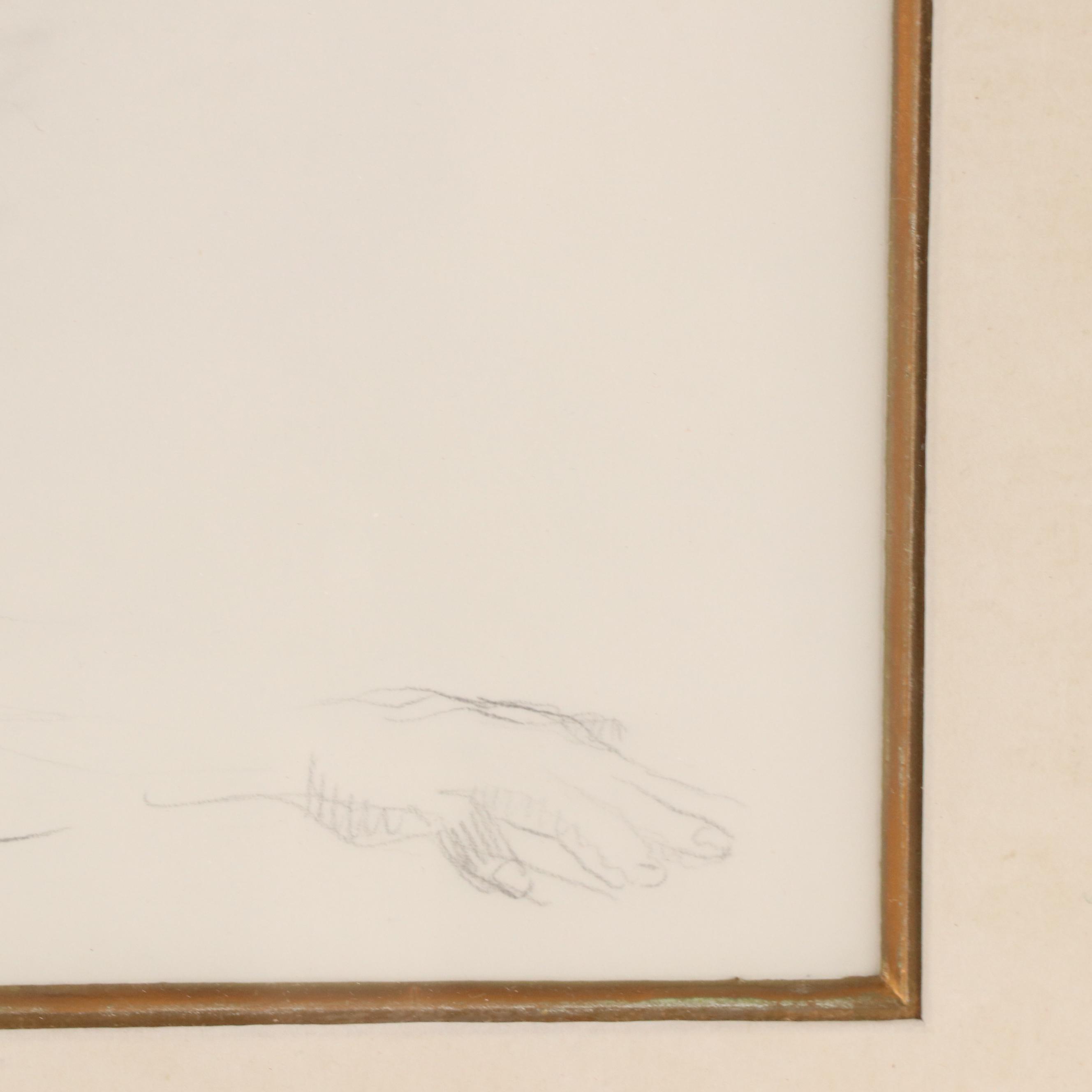 Walter Sorge Modern Figural Drawing "Dead Christ," 1968