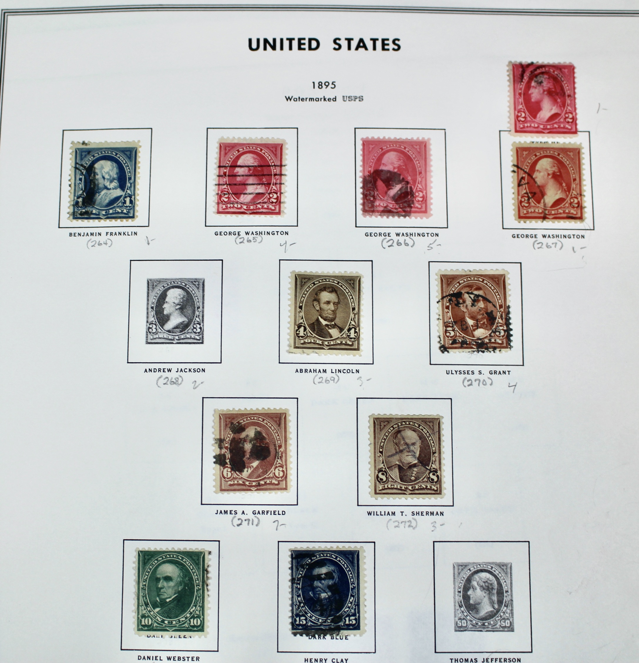 Used U.S. Postage Stamp Collection, 1873 to 1929