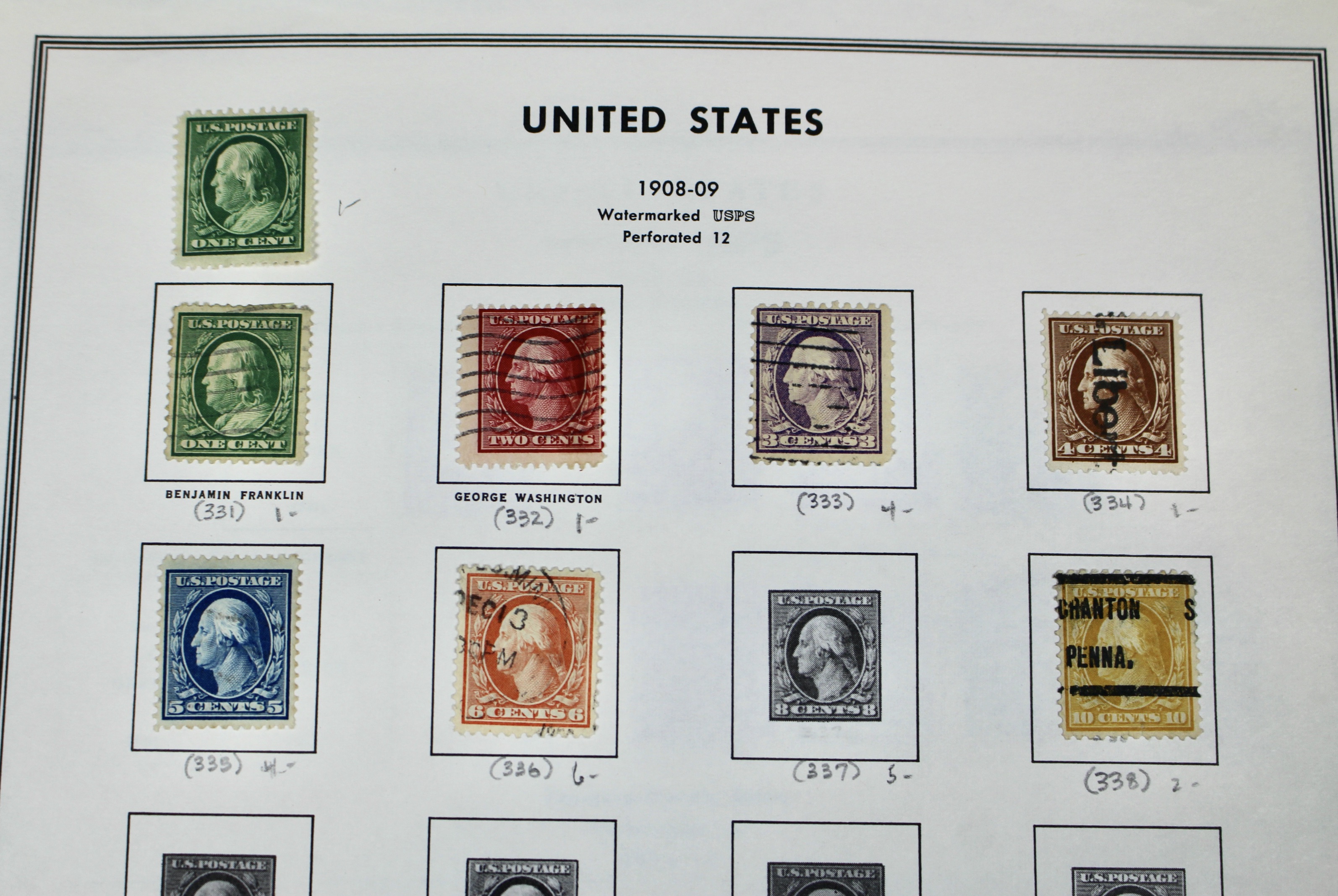 Used U.S. Postage Stamp Collection, 1873 to 1929