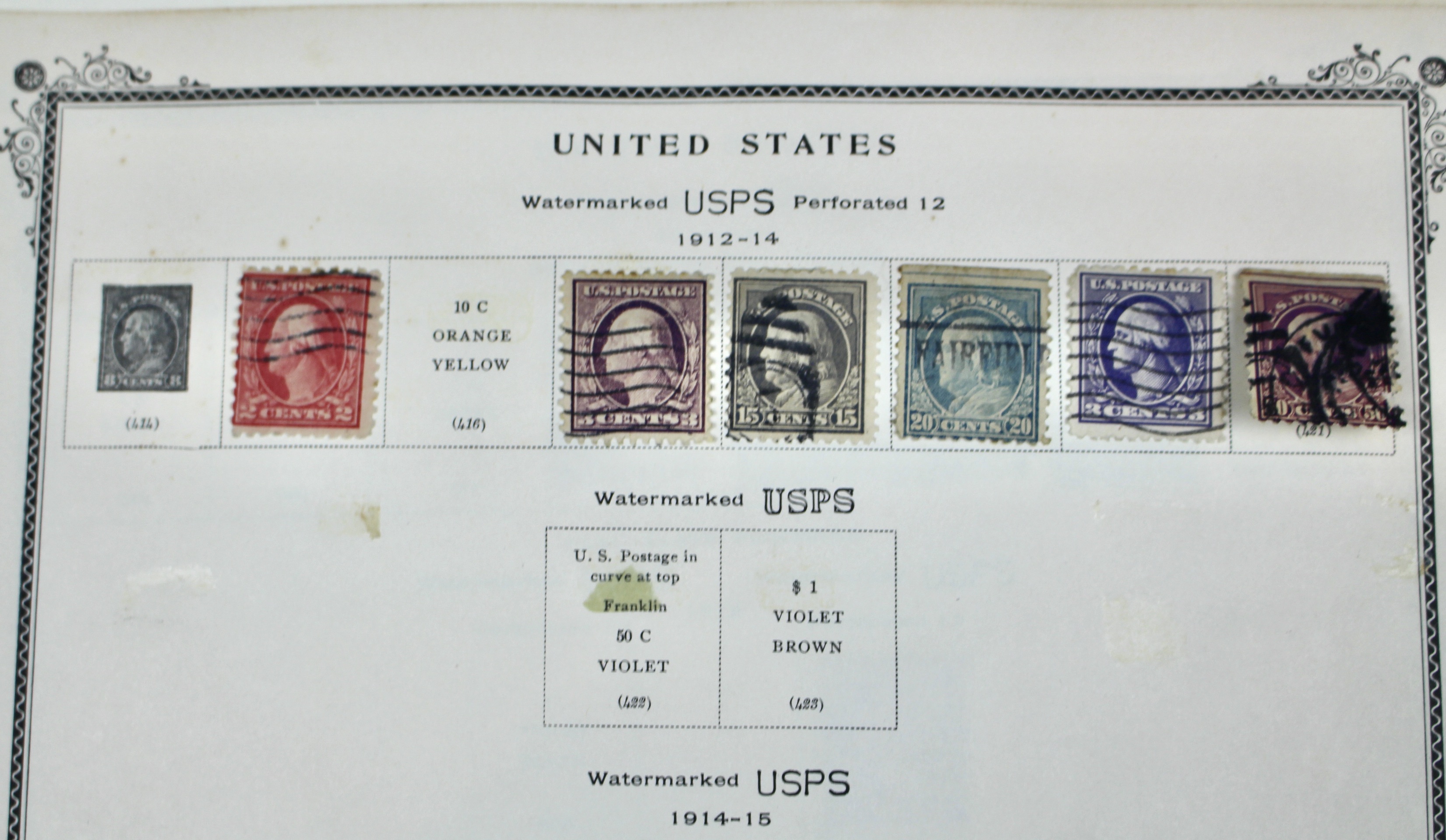 Used U.S. Postage Stamp Collection, 1873 to 1929