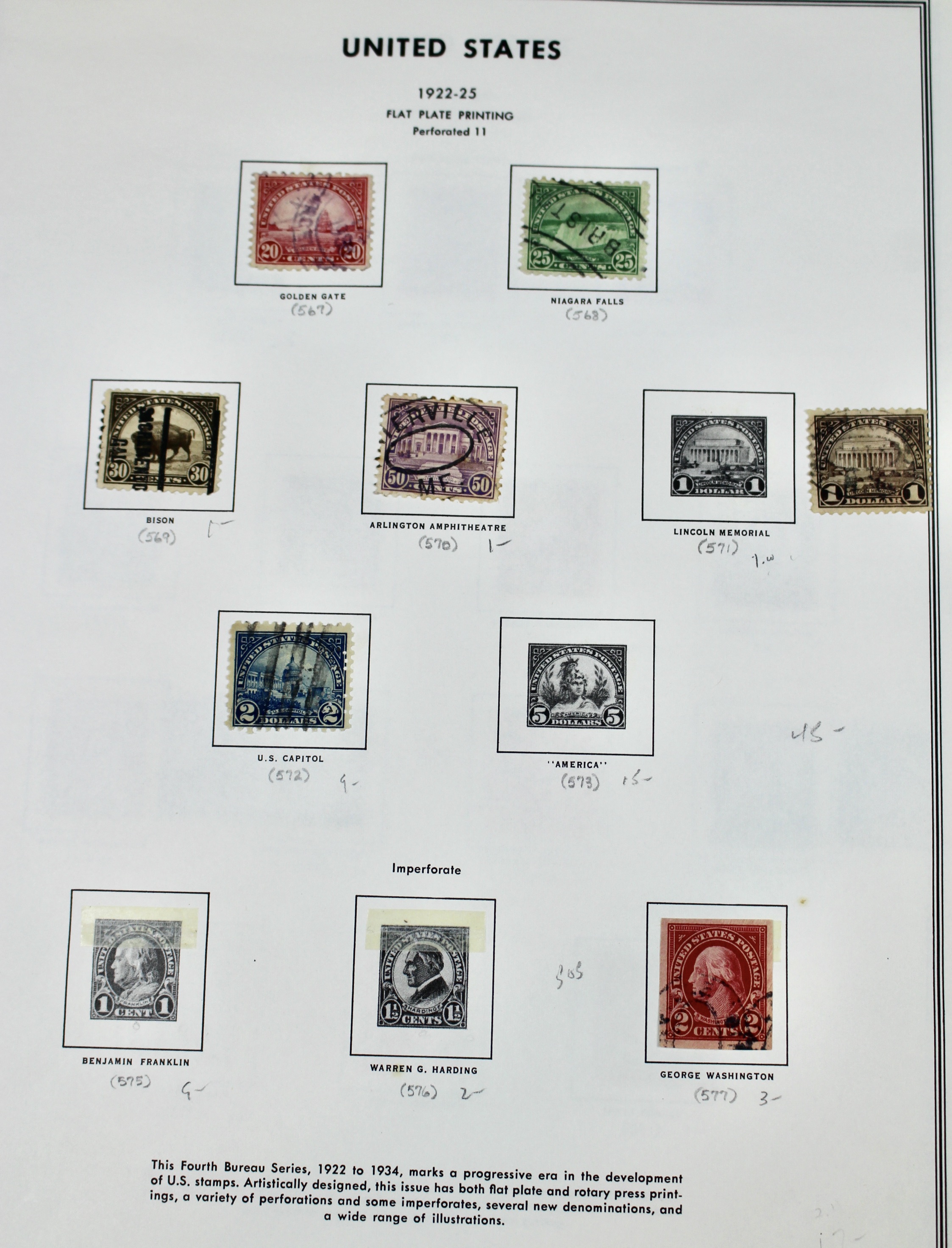 Used U.S. Postage Stamp Collection, 1873 to 1929