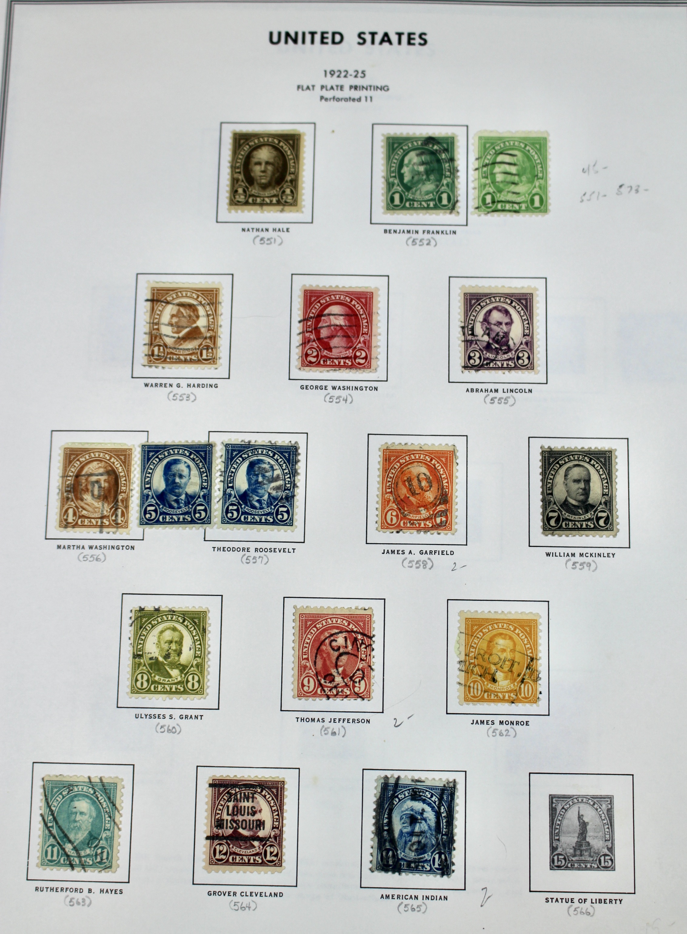 Used U.S. Postage Stamp Collection, 1873 to 1929