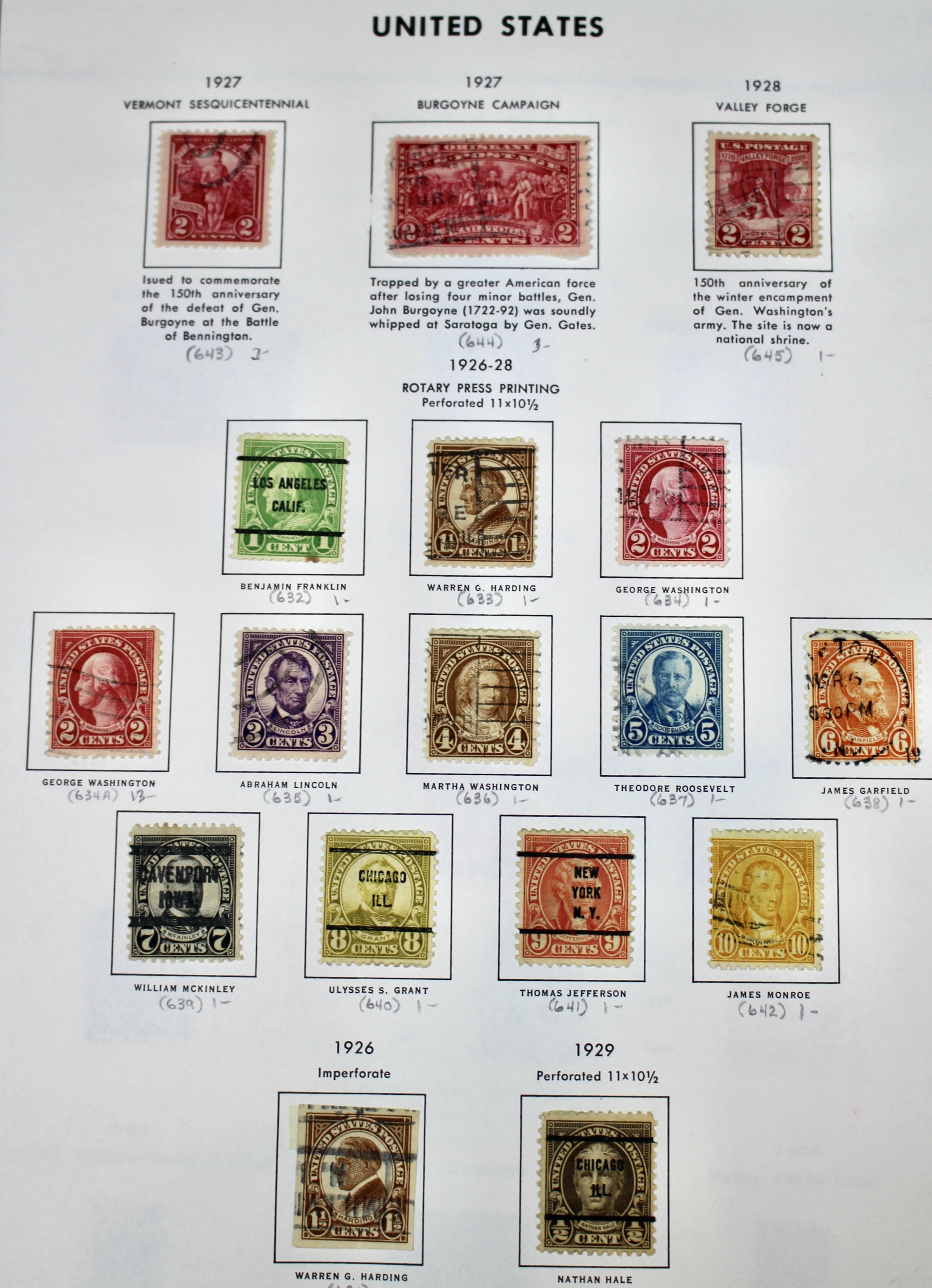 Used U.S. Postage Stamp Collection, 1873 to 1929
