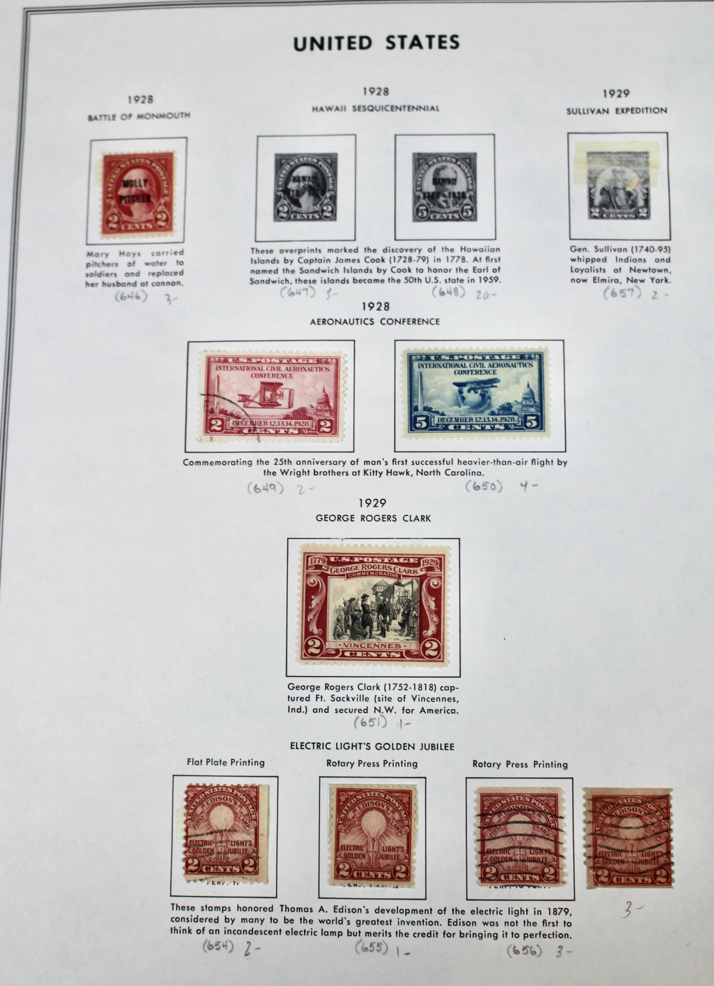 Used U.S. Postage Stamp Collection, 1873 to 1929