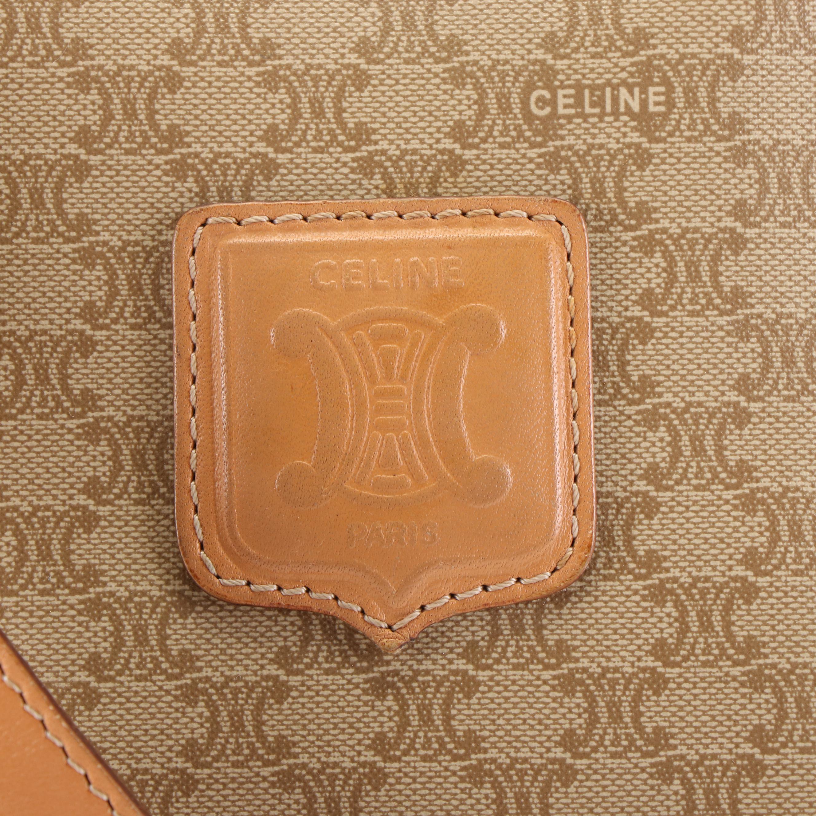 Celine Macadam 2Way Boston Bag in Beige Coated Canvas