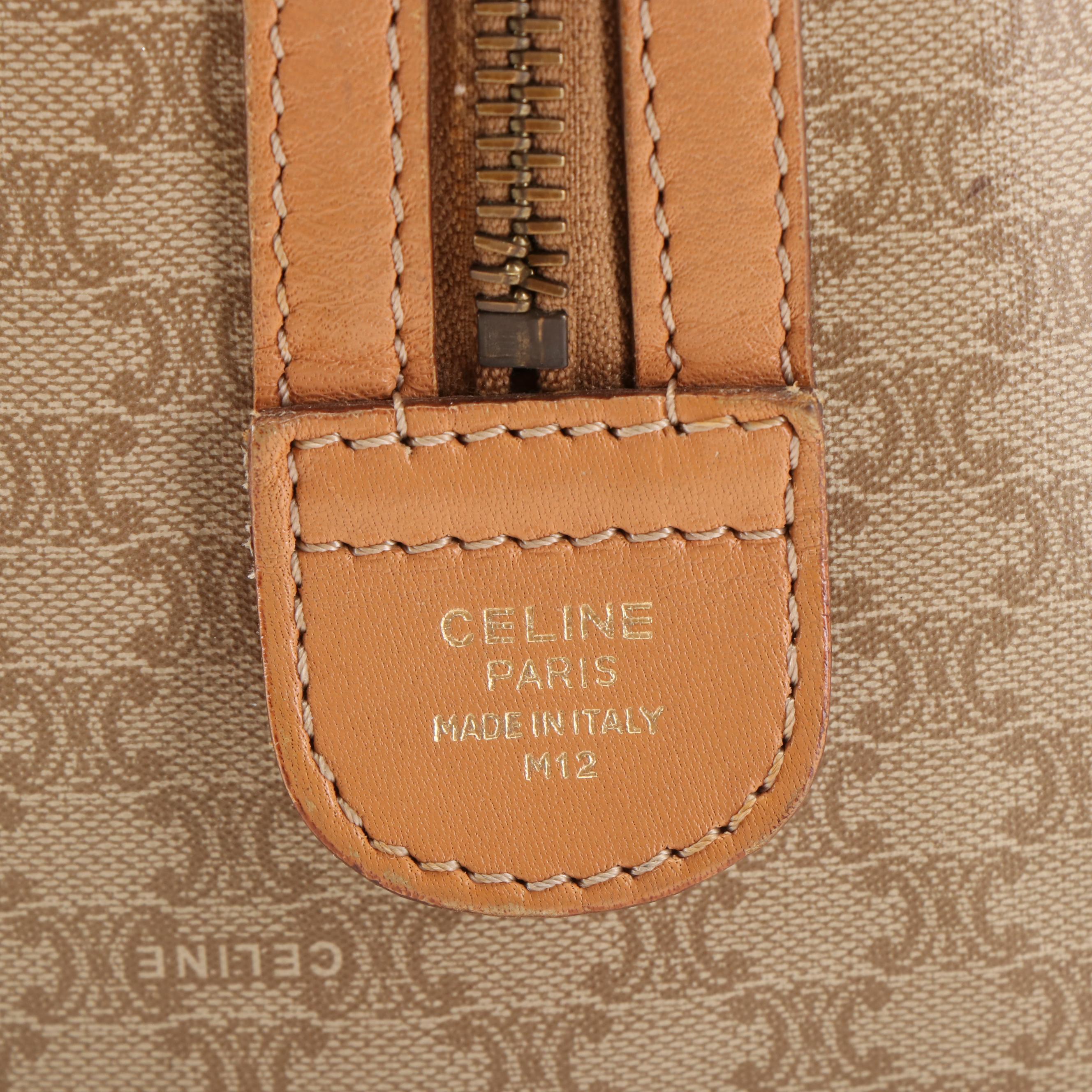 Celine Macadam 2Way Boston Bag in Beige Coated Canvas