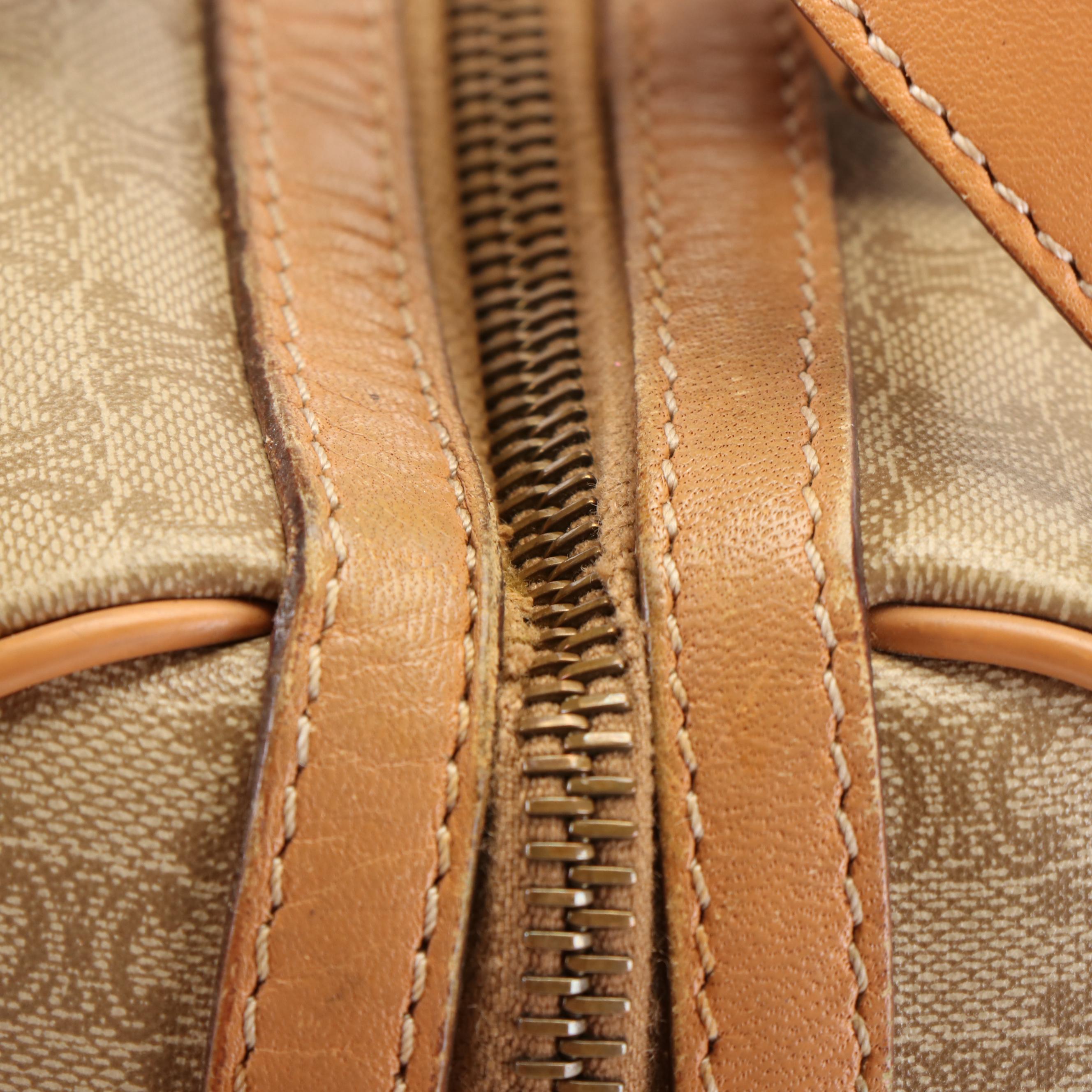 Celine Macadam 2Way Boston Bag in Beige Coated Canvas