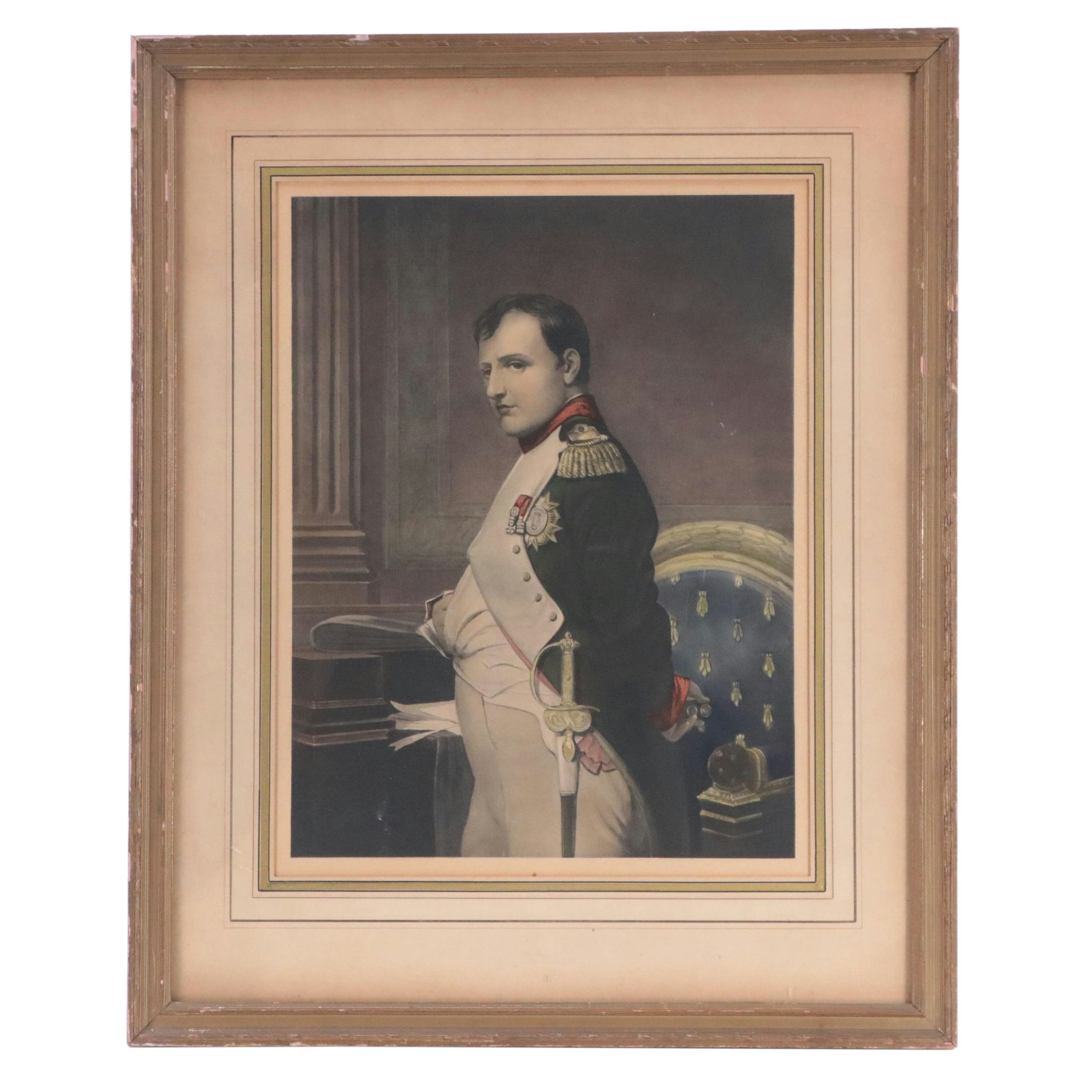 Hand-Colored Photogravure After Delaroche Portrait of Napoleon Bonaparte