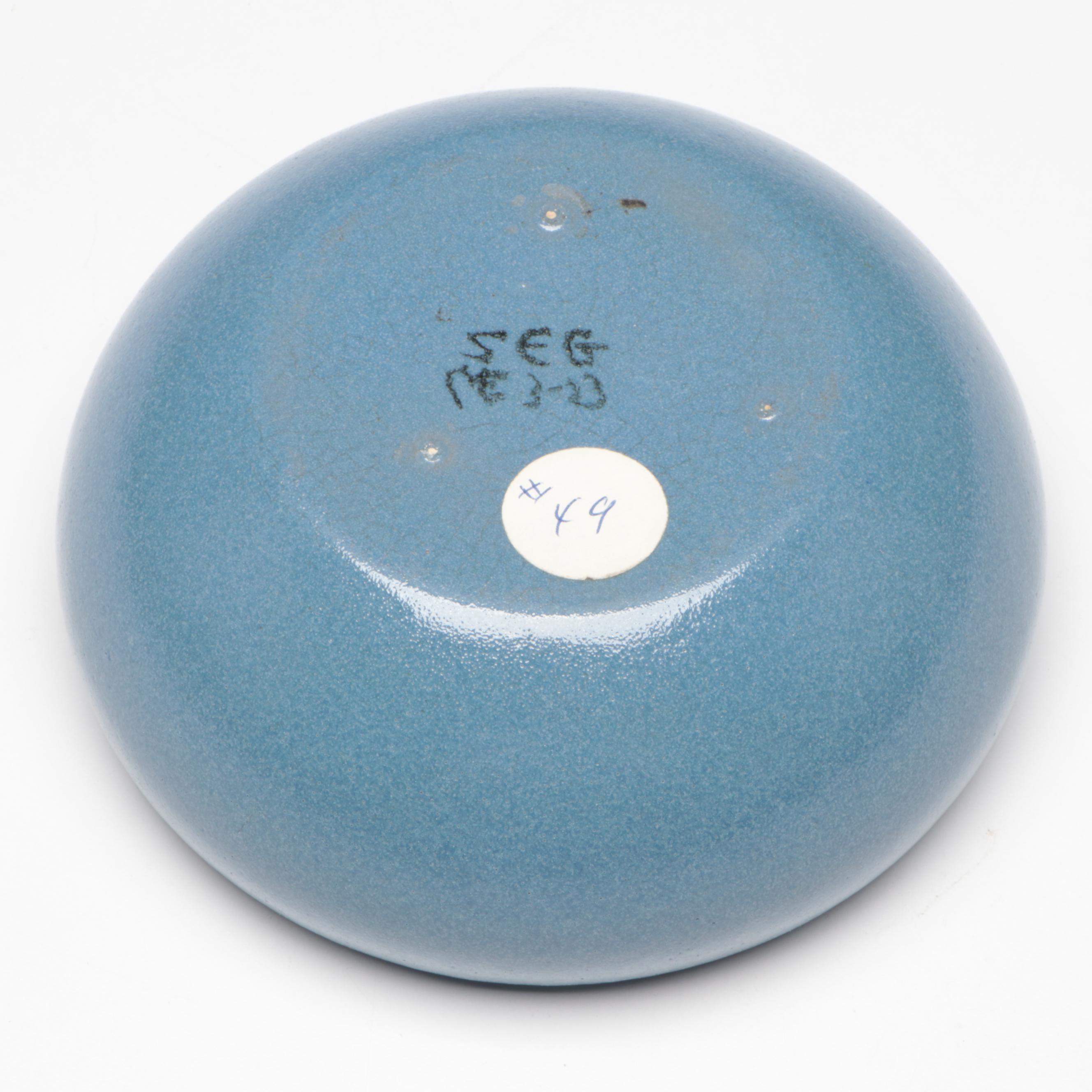 Saturday Evening Girls Pottery Art Deco Blue Earthenware Bowl, Circa 1923