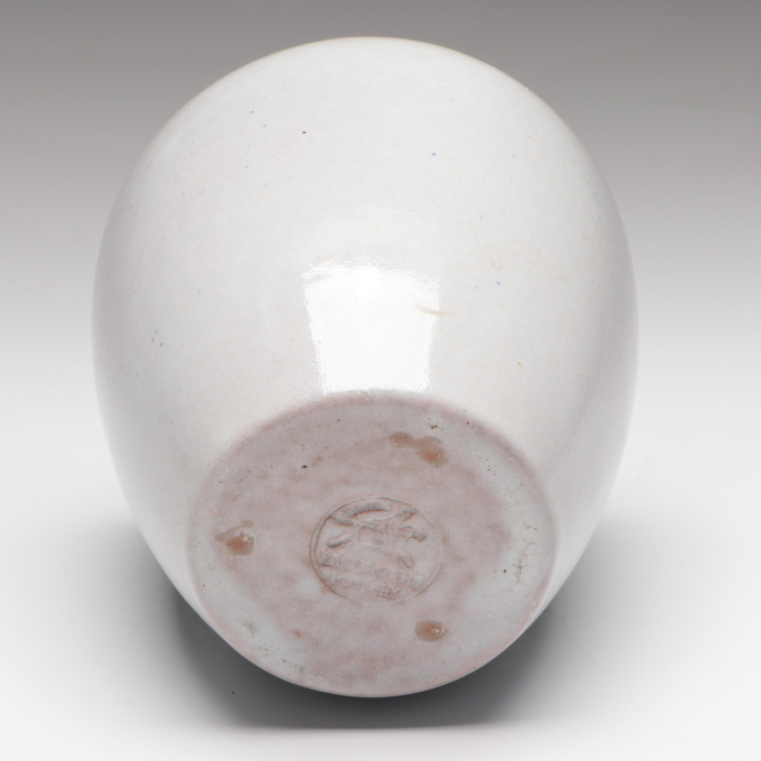 Paul Revere Pottery White Glazed Ceramic Vase, Early/Mid-20th Century