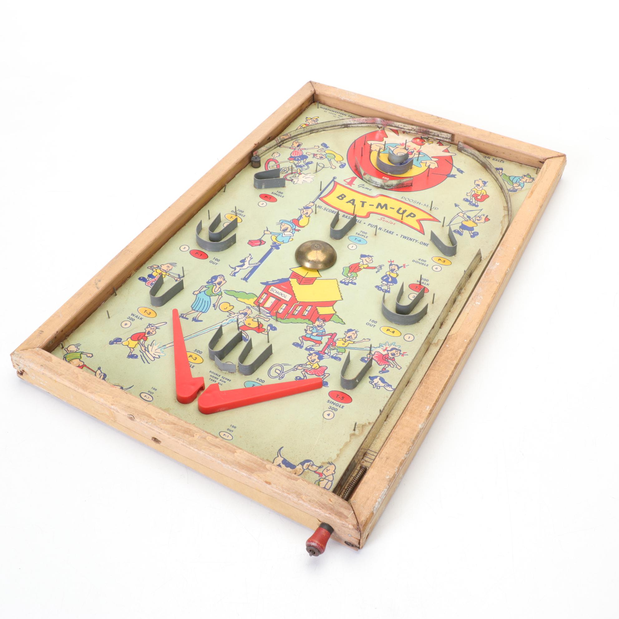 Northwestern Products "Bat-m-Up" Tabletop Bagatelle Baseball Pinball Game