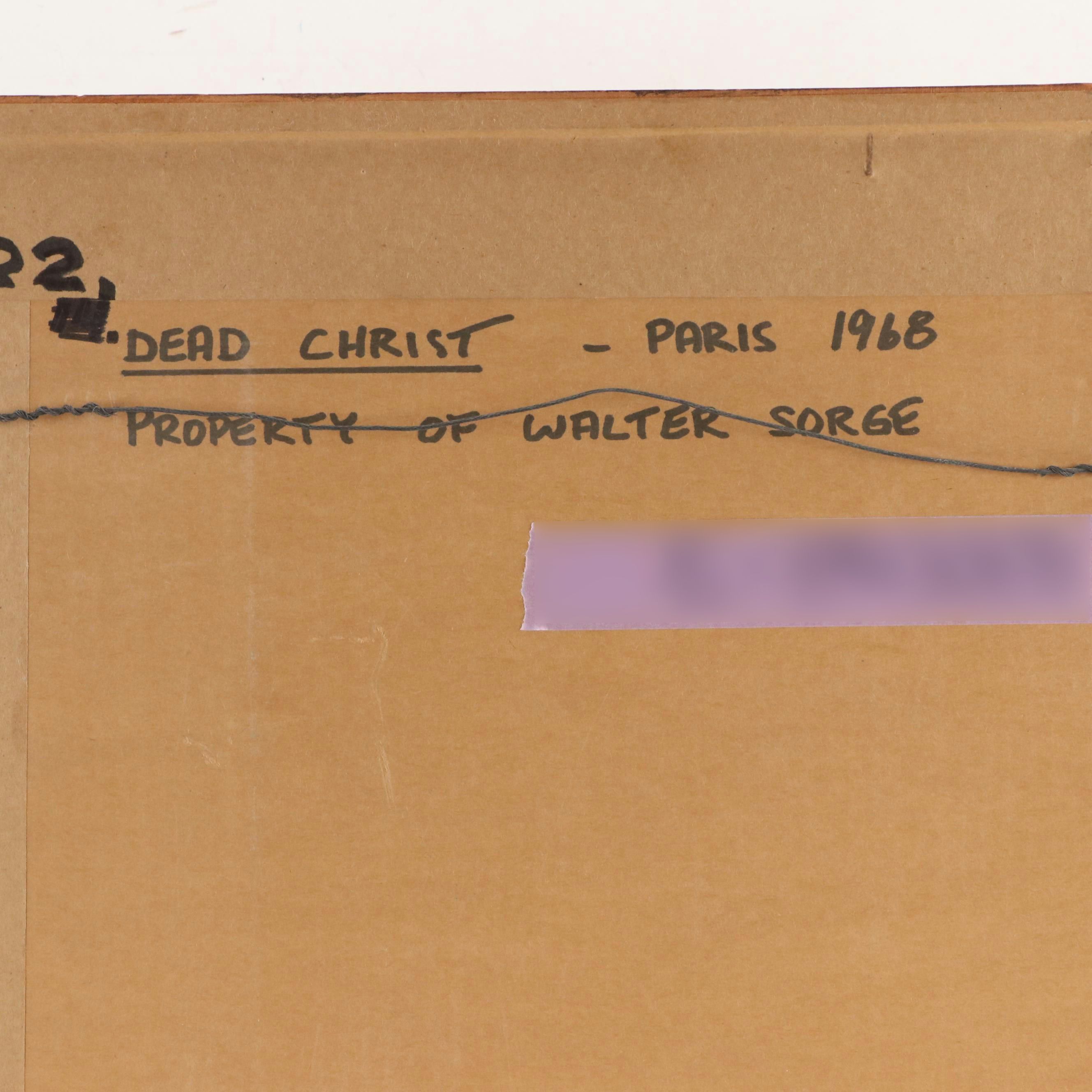 Walter Sorge Modern Figural Drawing "Dead Christ," 1968