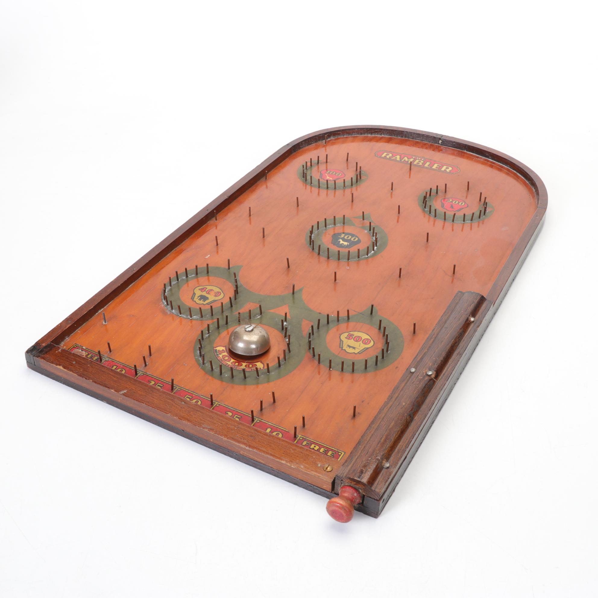 Rich Toys "The Rambler" Wood Tabletop Pinball Game, Early 20th Century