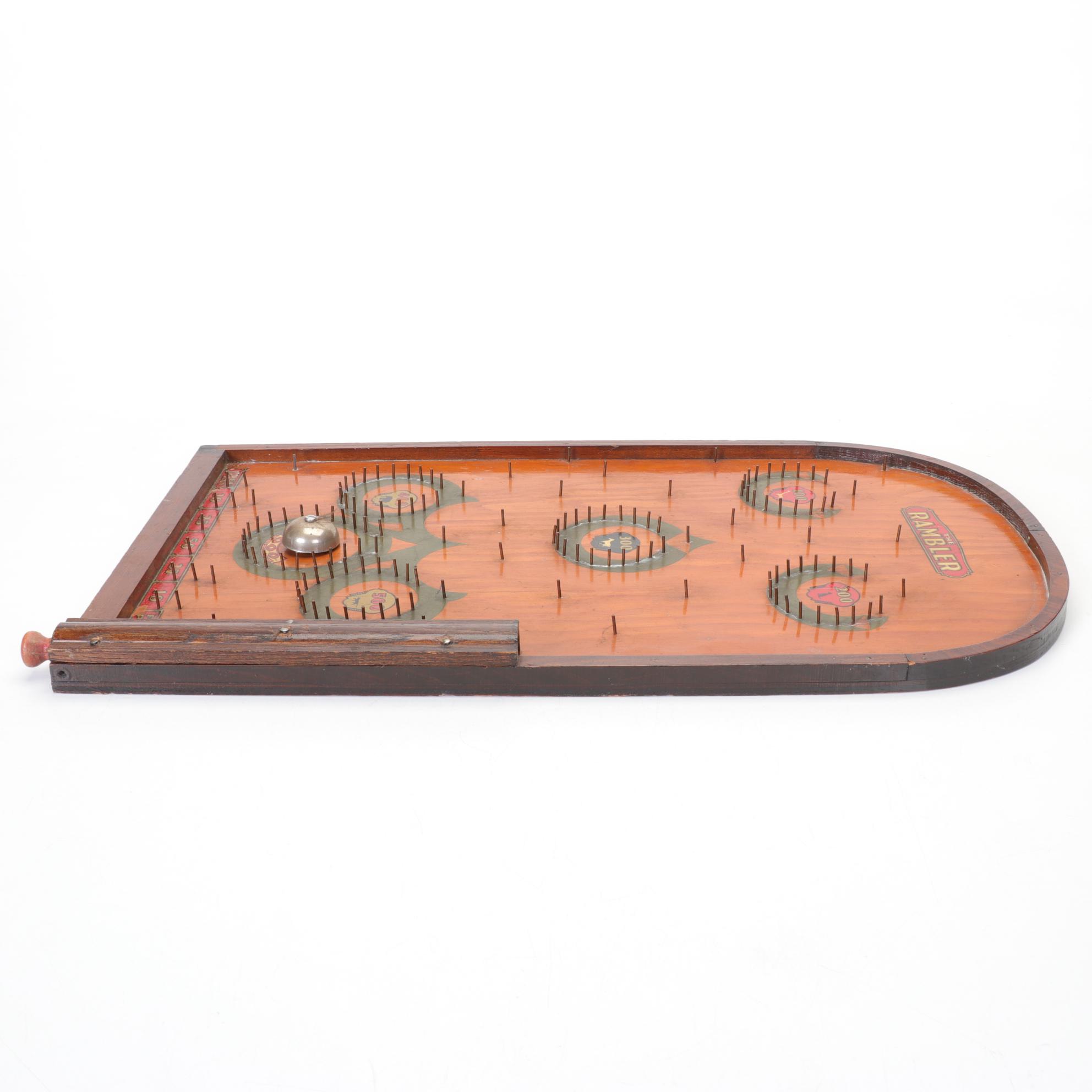 Rich Toys "The Rambler" Wood Tabletop Pinball Game, Early 20th Century