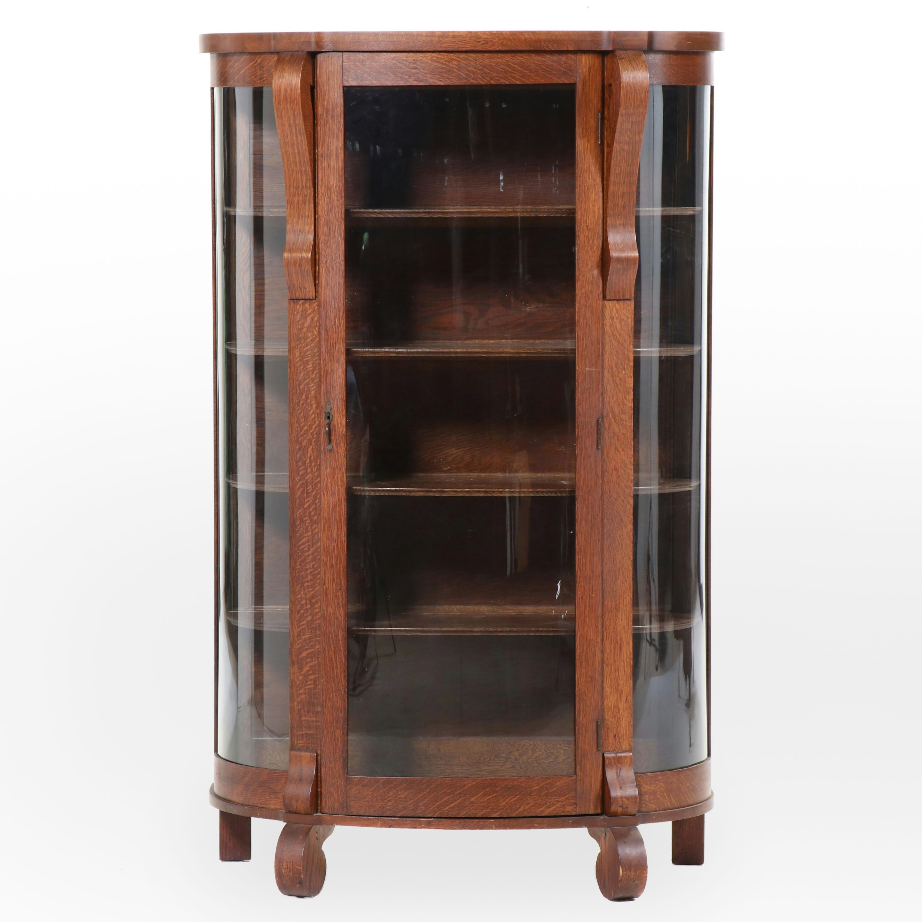 Gettysburg Furniture Co. Empire Revival Quartersawn Oak Bowfront Display Cabinet