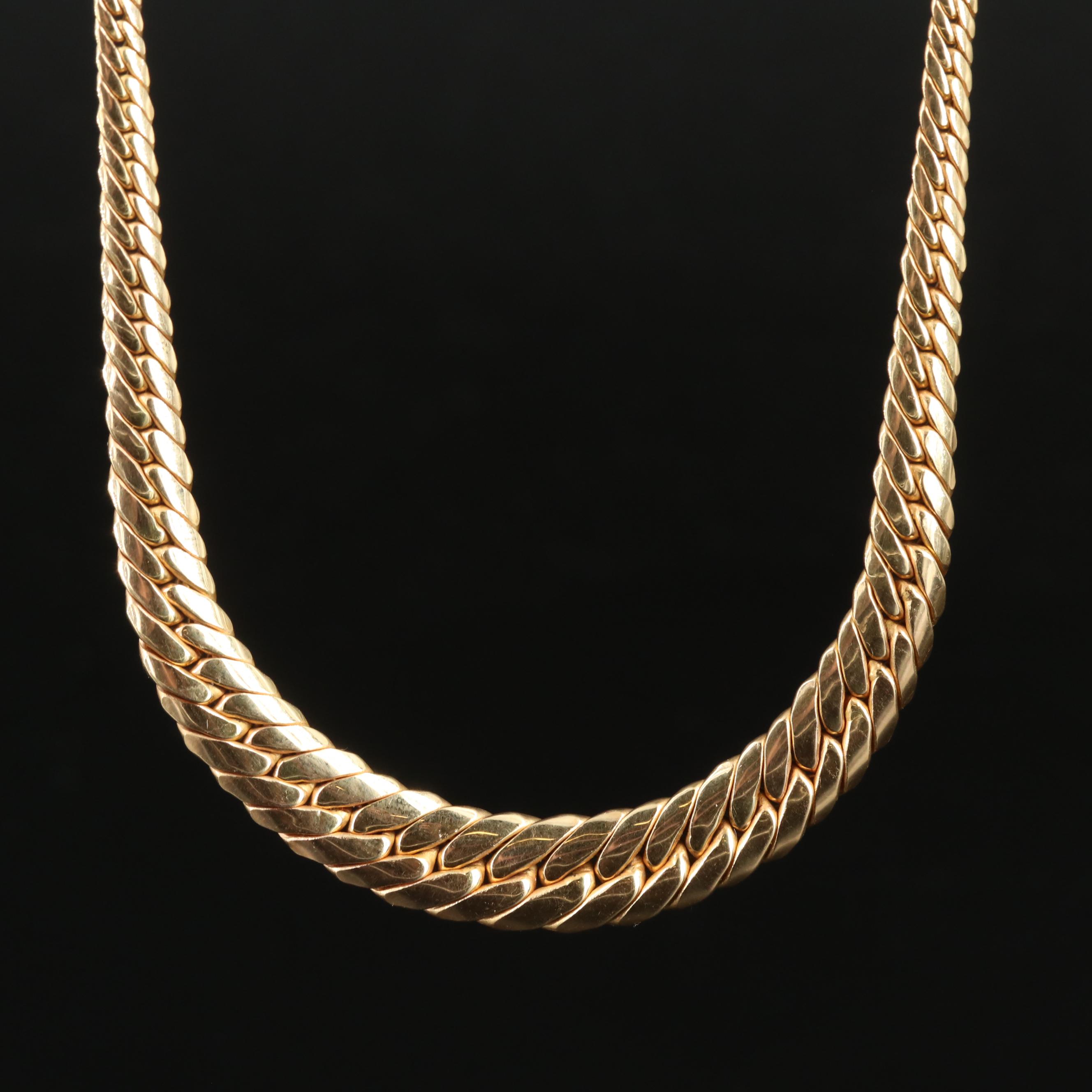 14K Tapered Curb Chain Necklace