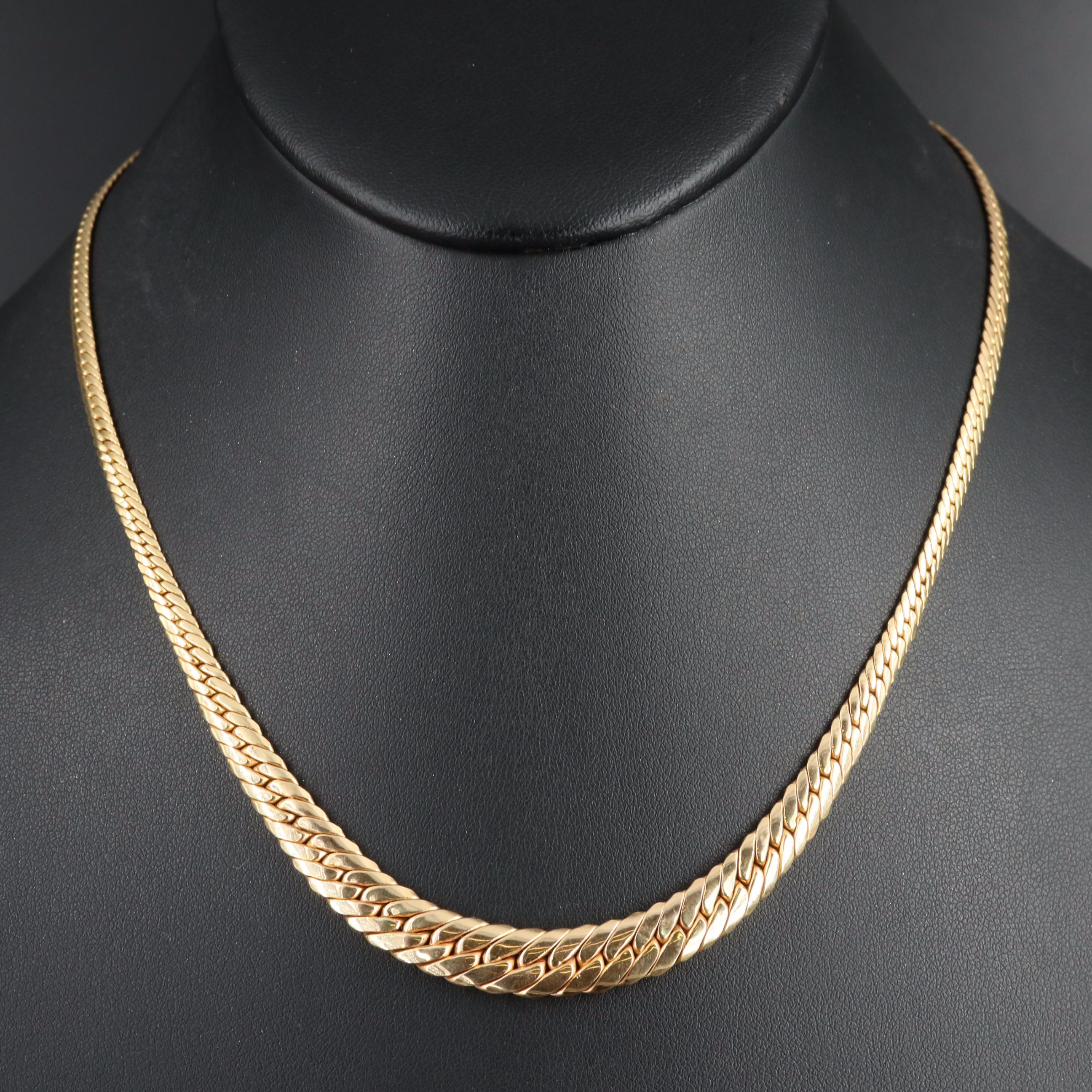 14K Tapered Curb Chain Necklace