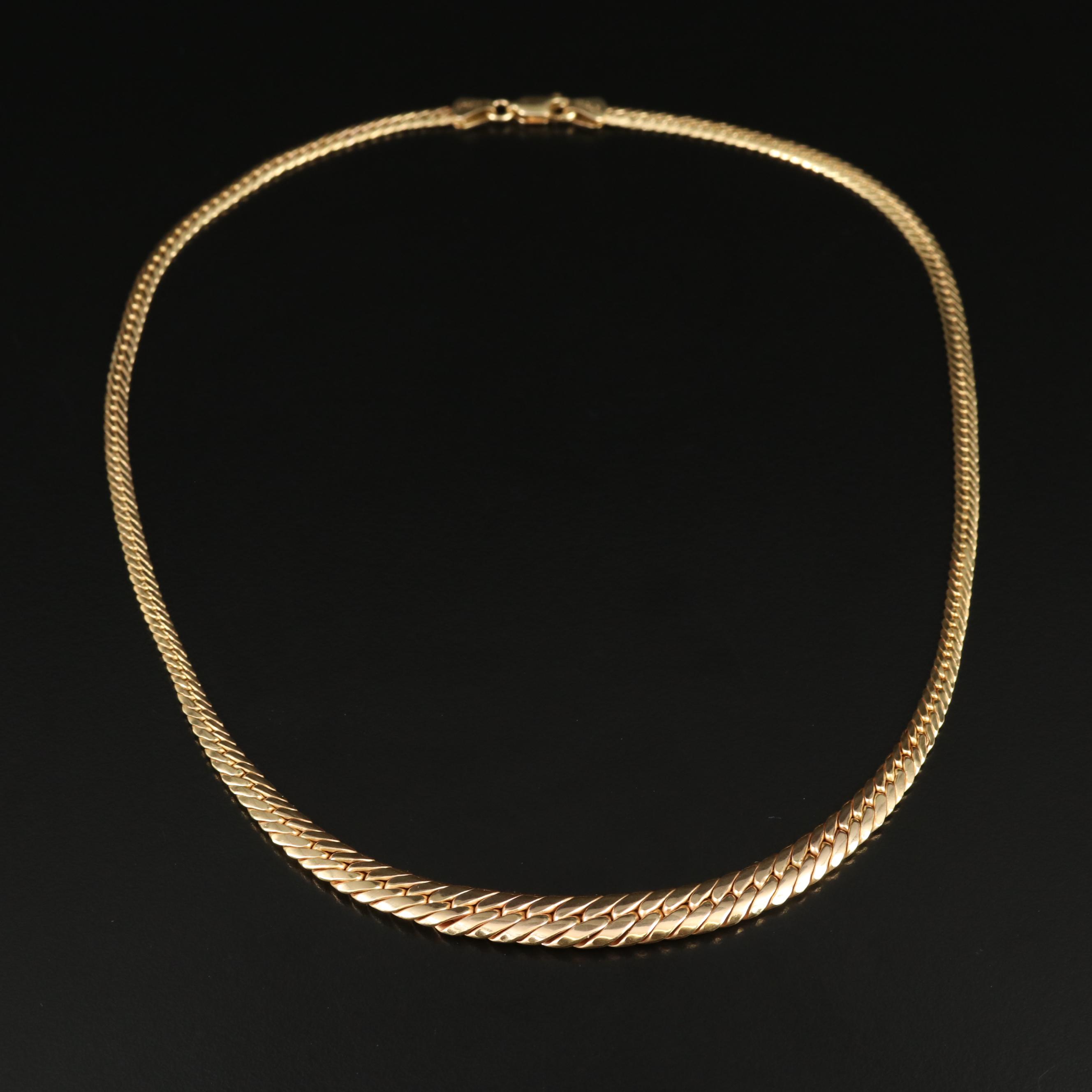 14K Tapered Curb Chain Necklace