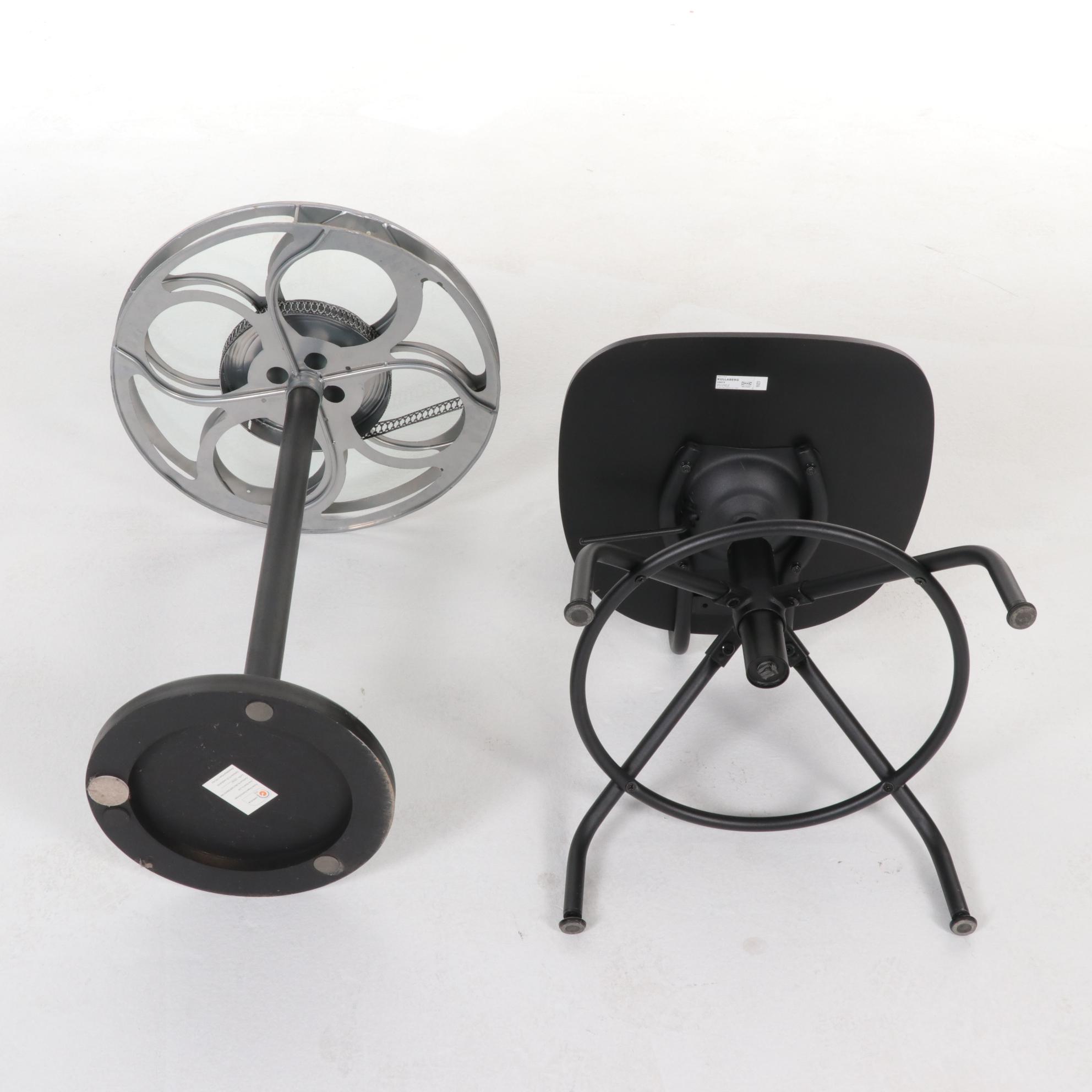 Film Reel Pedestal Table with IKEA "Kullaberg" Chair