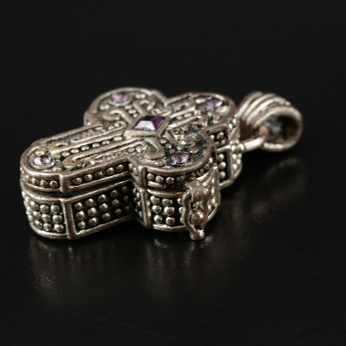 Cross Pendant with Enclosed Prayer and Rhinestones | EBTH