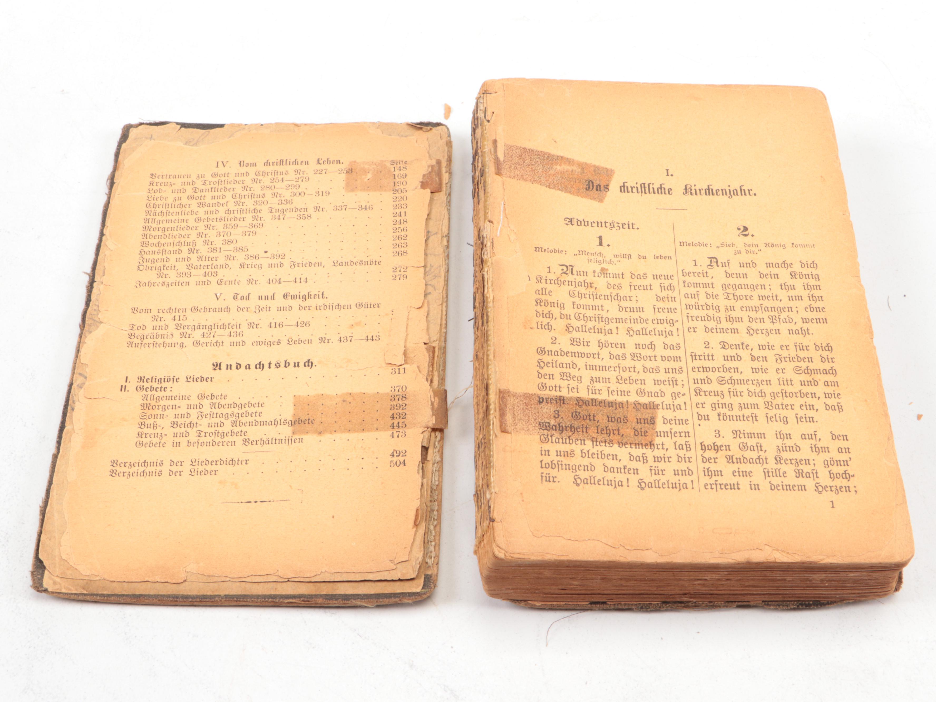 English and German Hymn Books with Pocket Holy Bible