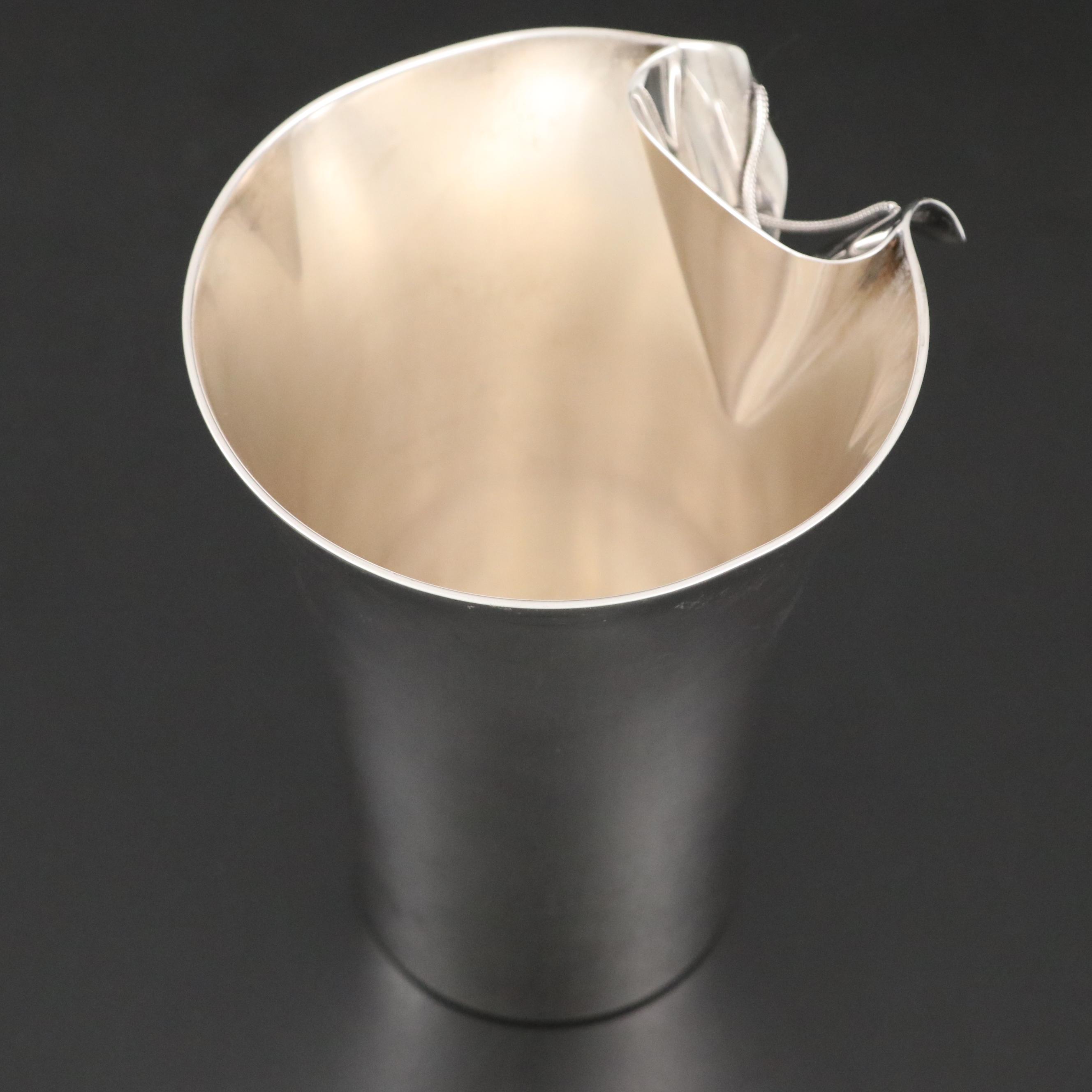 English Asprey & Co. Ltd. Sterling Silver Vase with Lacing Detail, 2004