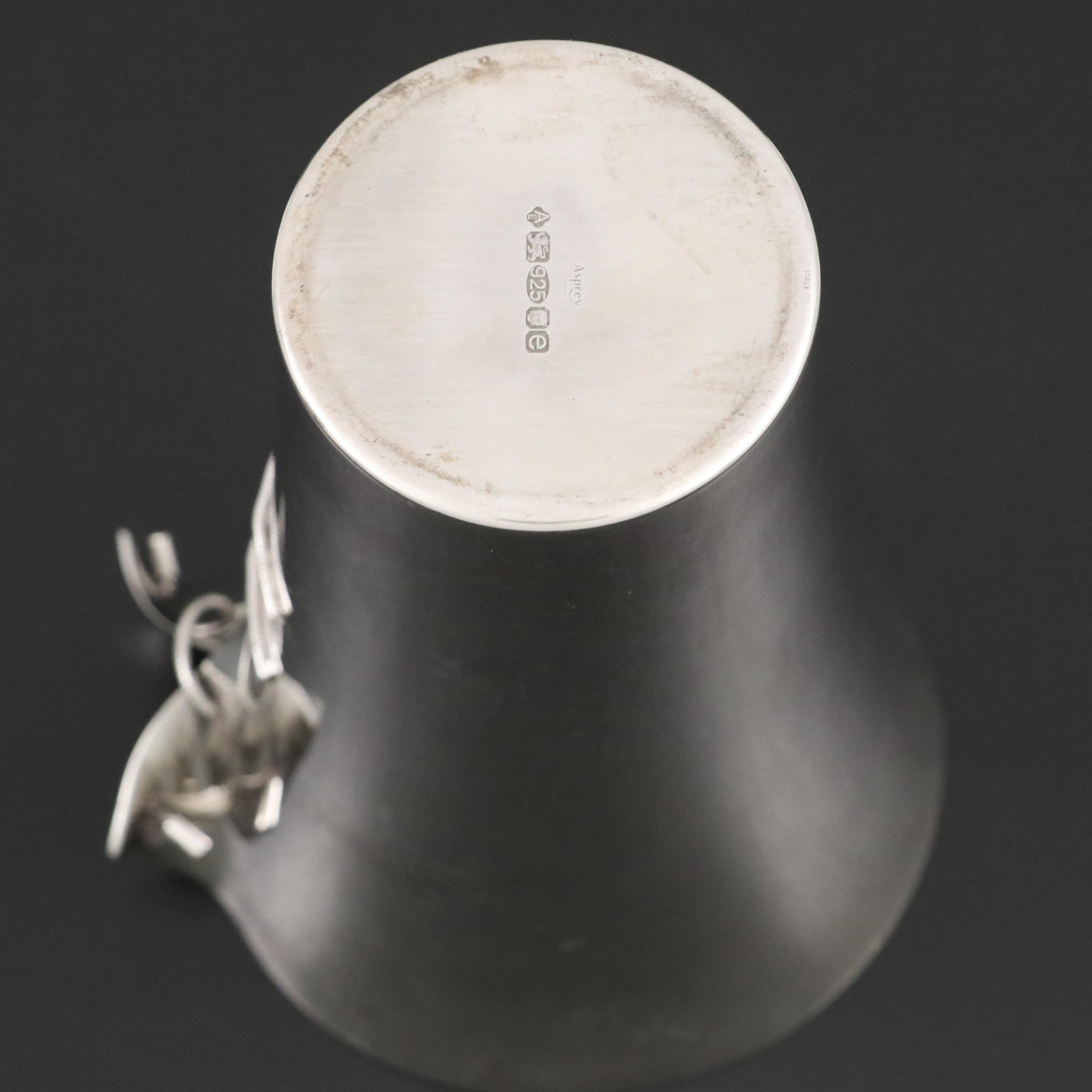 English Asprey & Co. Ltd. Sterling Silver Vase with Lacing Detail, 2004
