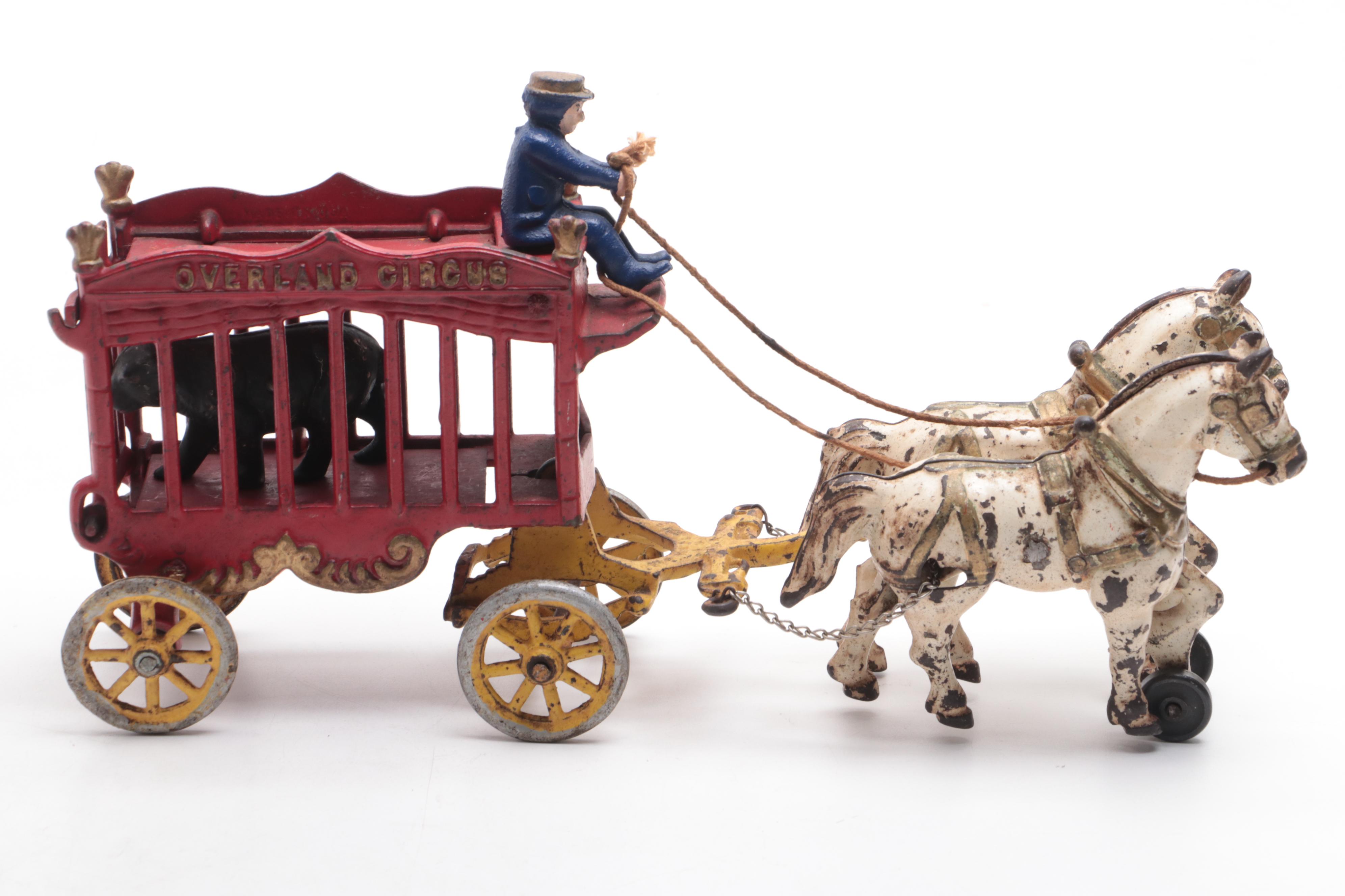 Painted Cast Iron "Overland Circus" Wagon Toys