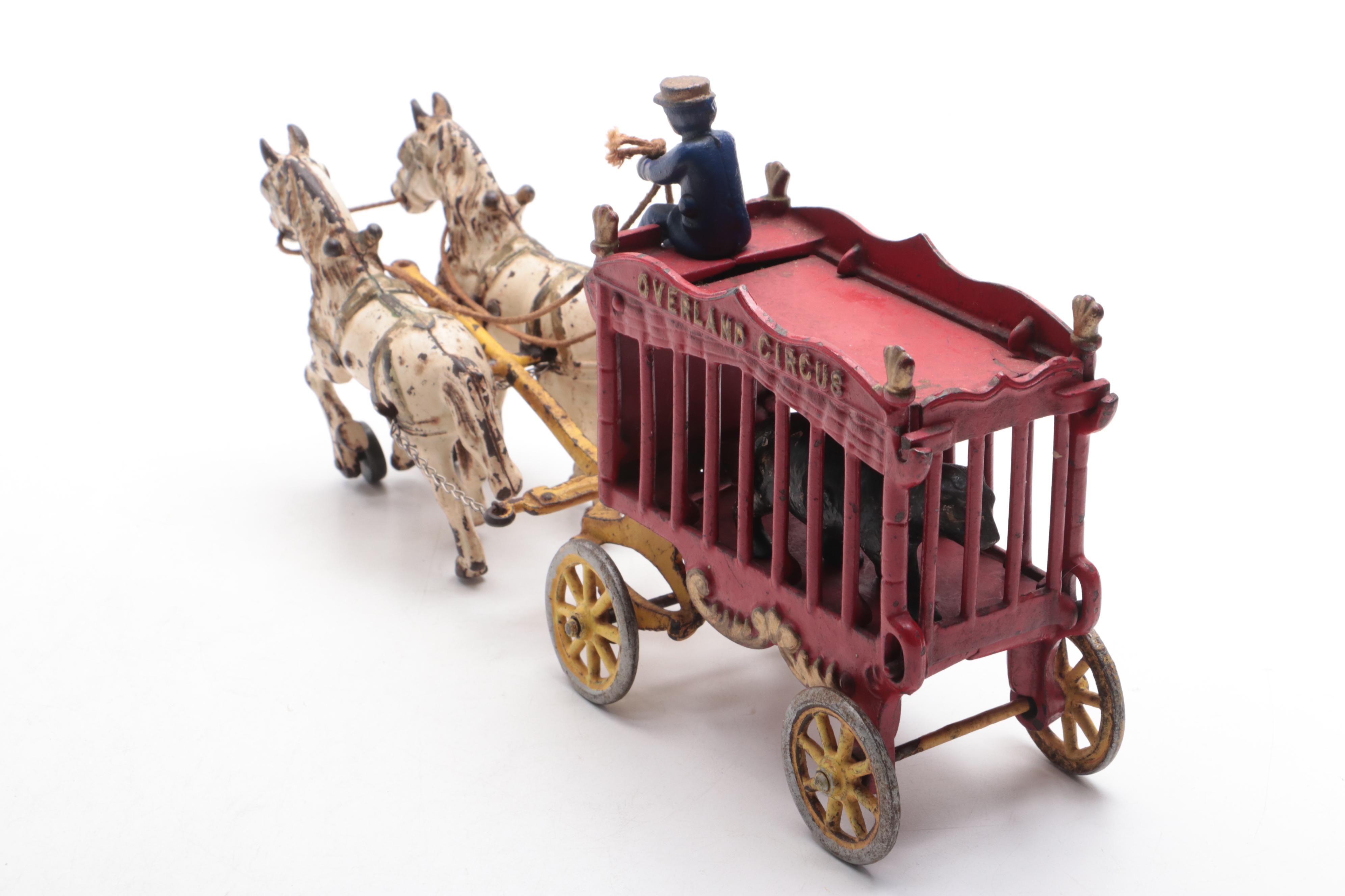 Painted Cast Iron "Overland Circus" Wagon Toys