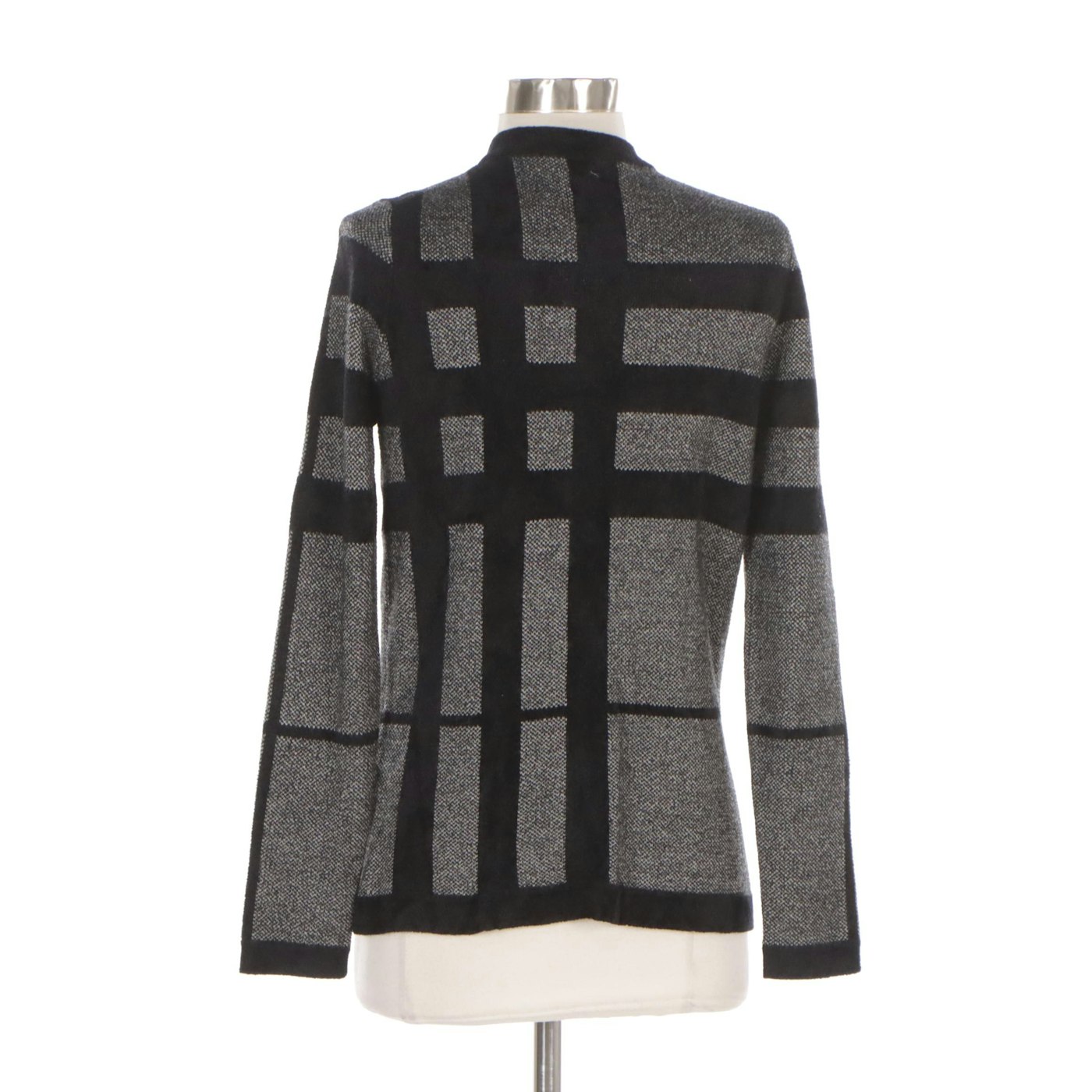 Burberry Red Label Cardigan Sweater in Black and Grey Checked Wool and ...