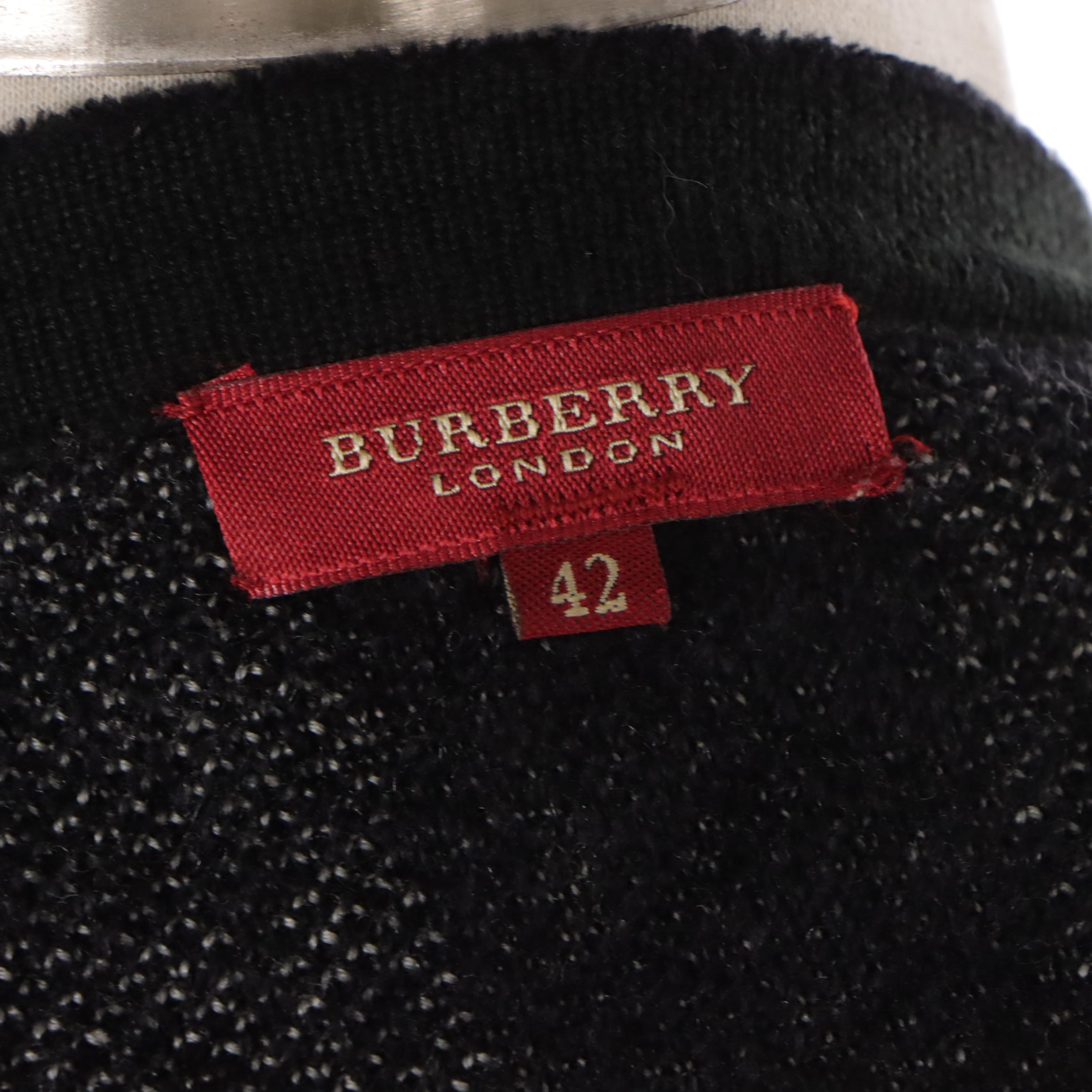 Burberry Red Label Cardigan Sweater in Black and Grey Checked Wool and Acrylic