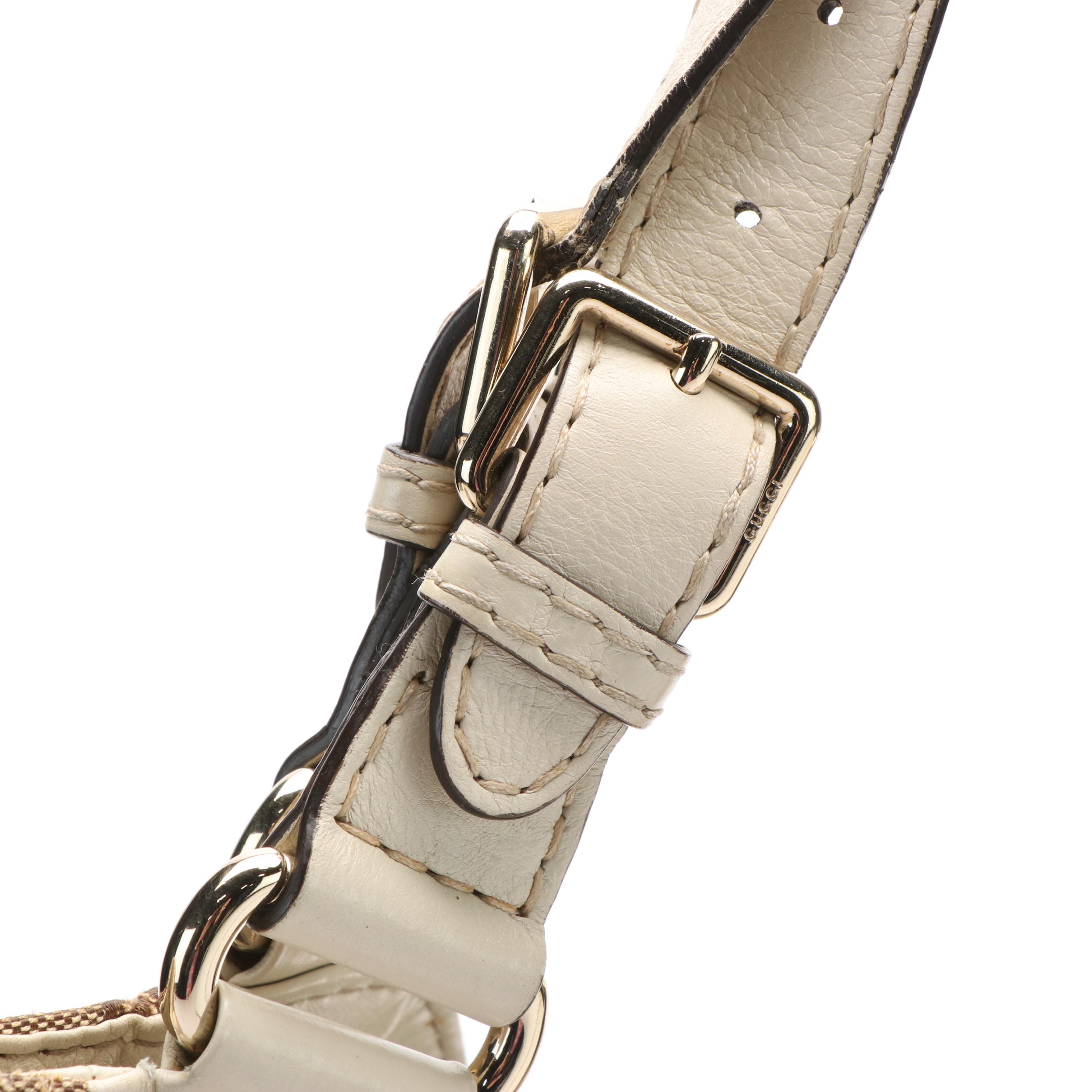 Gucci Charlotte Tote Bag in GG Canvas and White Leather