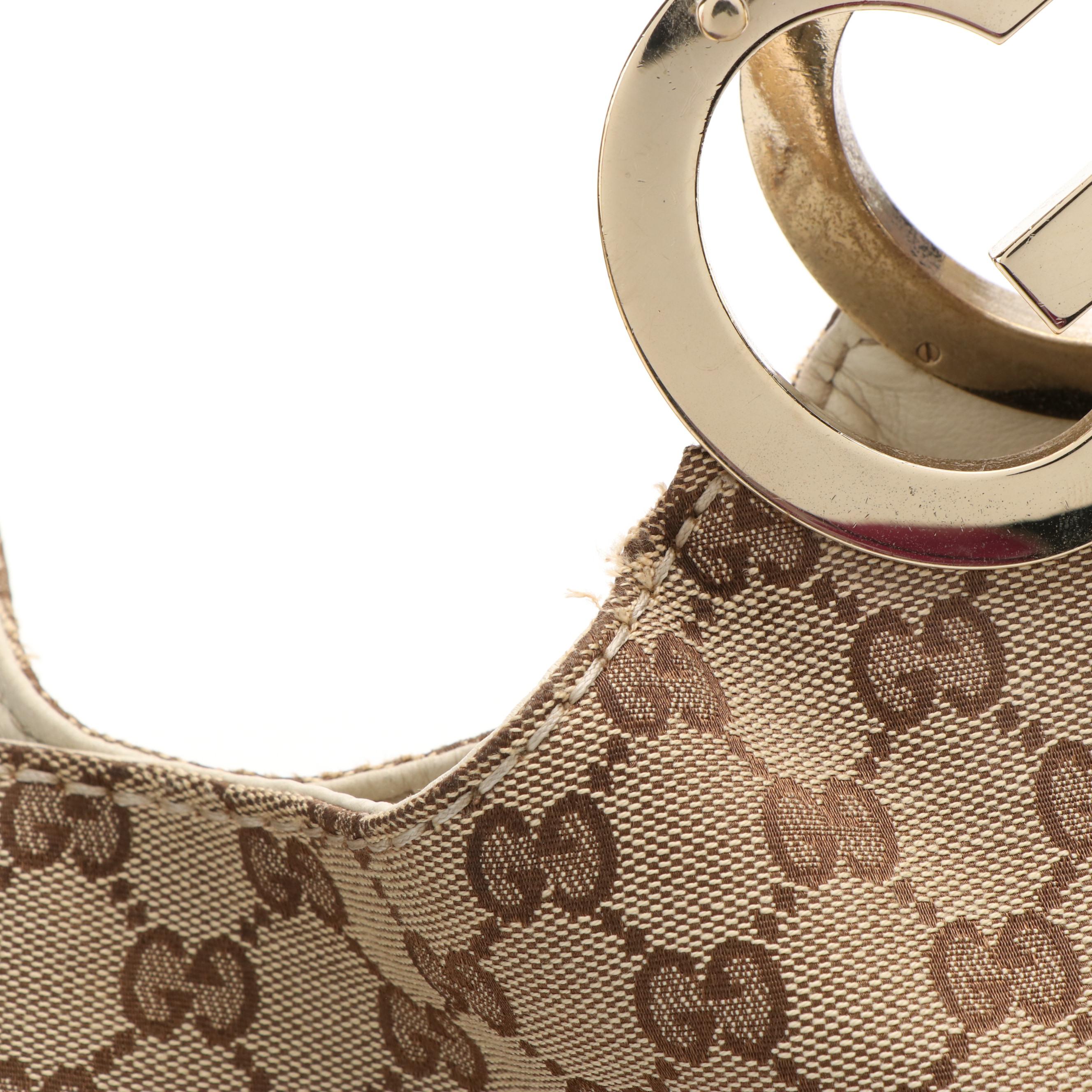 Gucci Charlotte Tote Bag in GG Canvas and White Leather