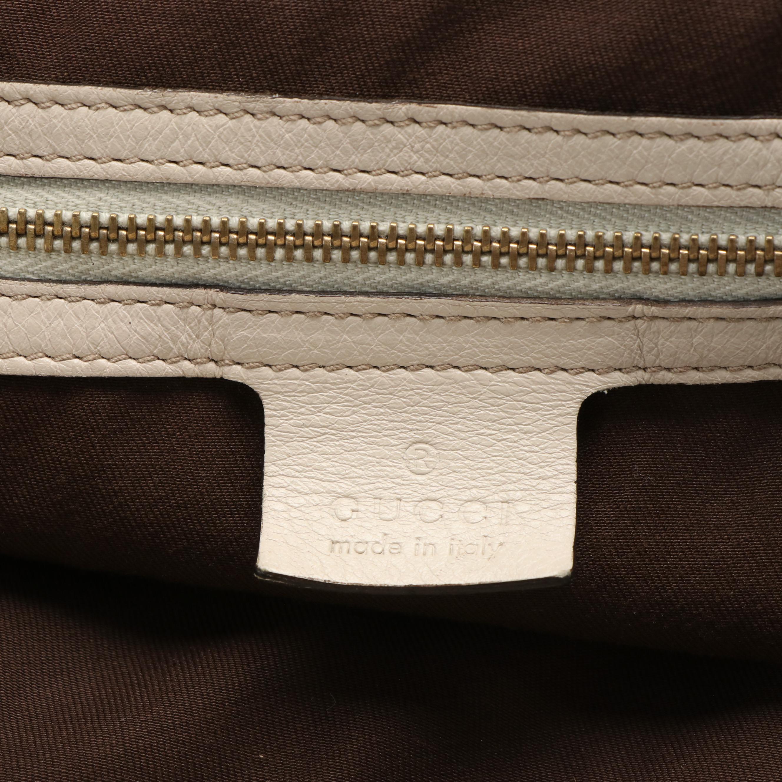 Gucci Charlotte Tote Bag in GG Canvas and White Leather