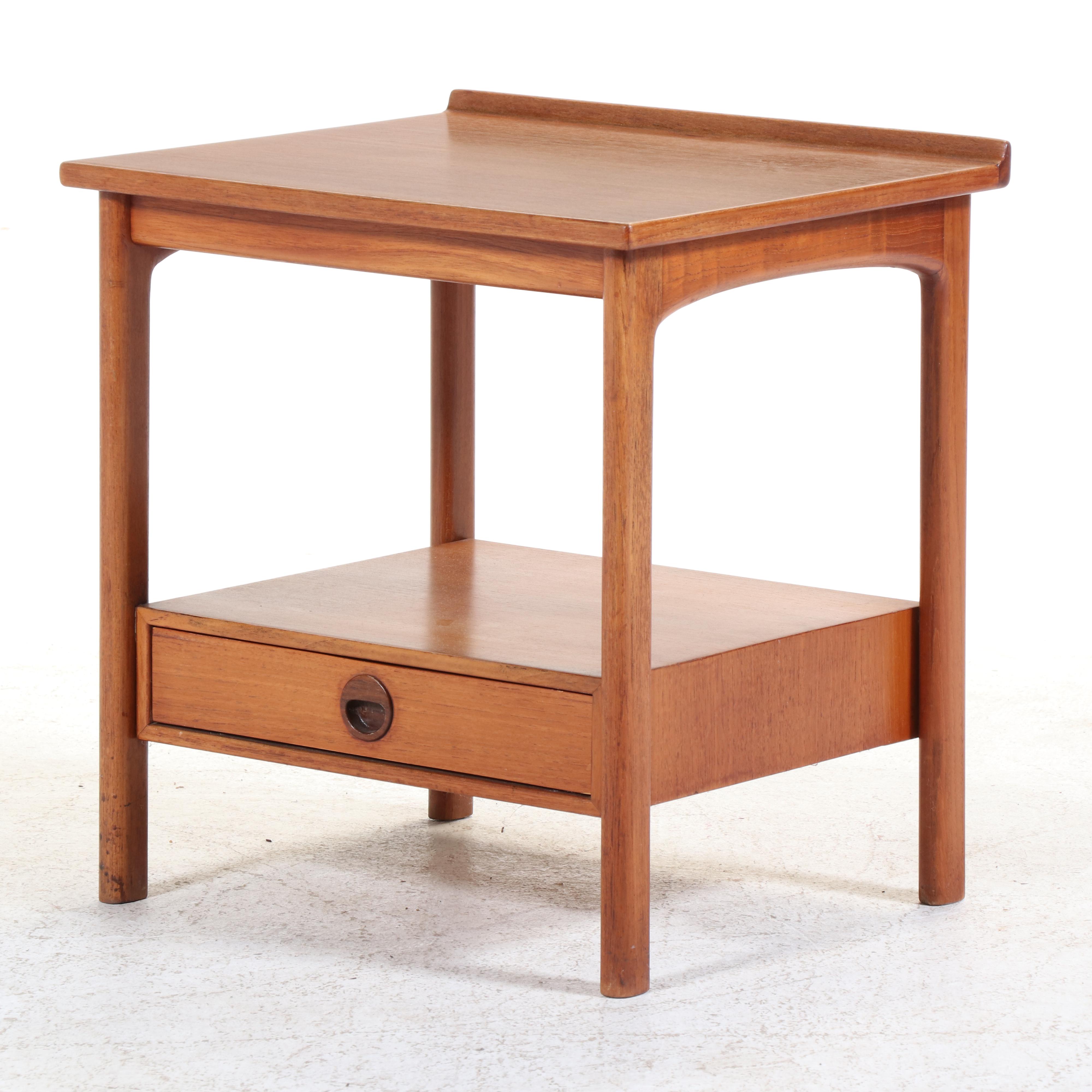 Danish Modern Teak Two-Tier Side Table Plus Armchair, Mid-20th Century