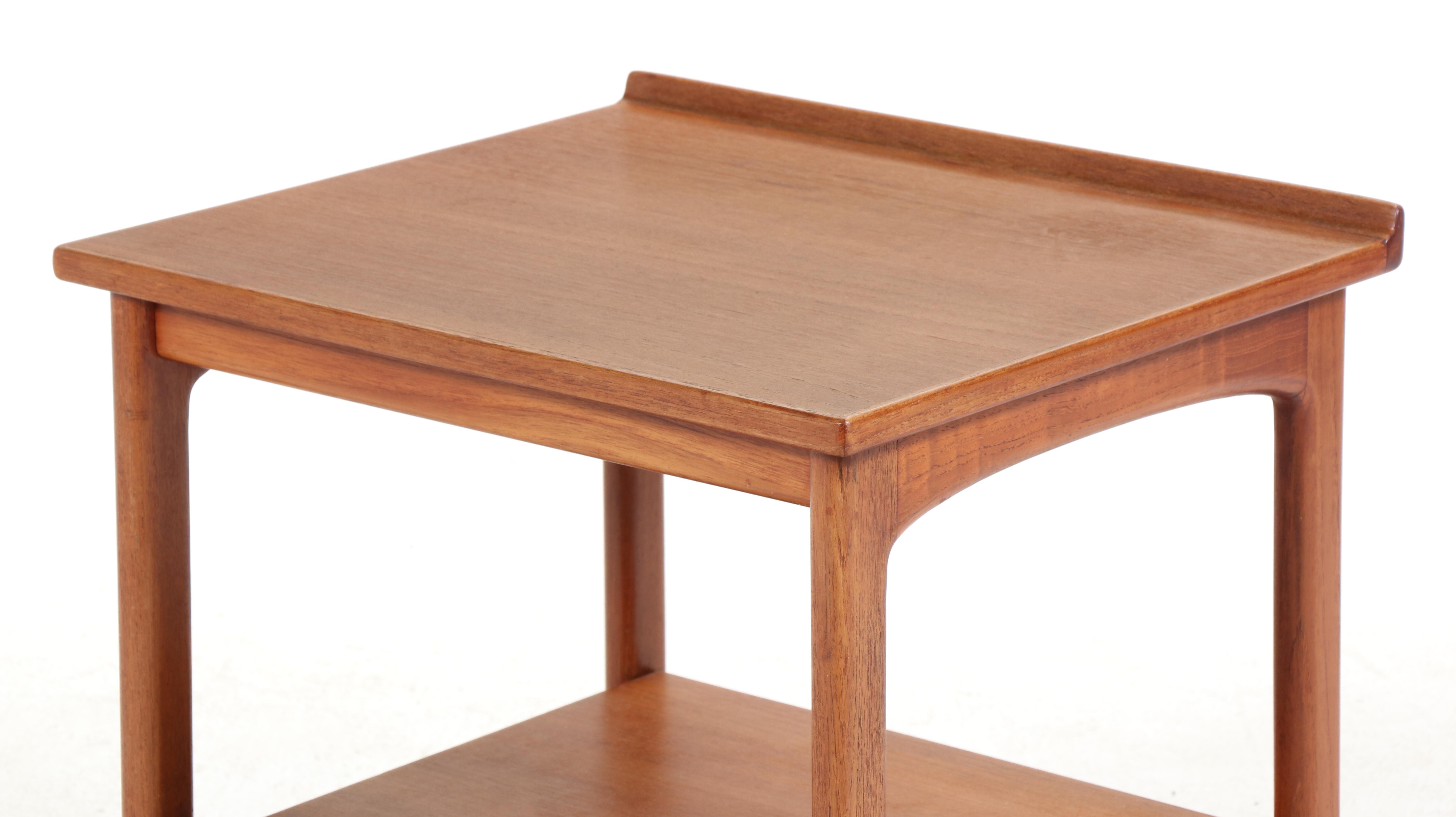 Danish Modern Teak Two-Tier Side Table Plus Armchair, Mid-20th Century